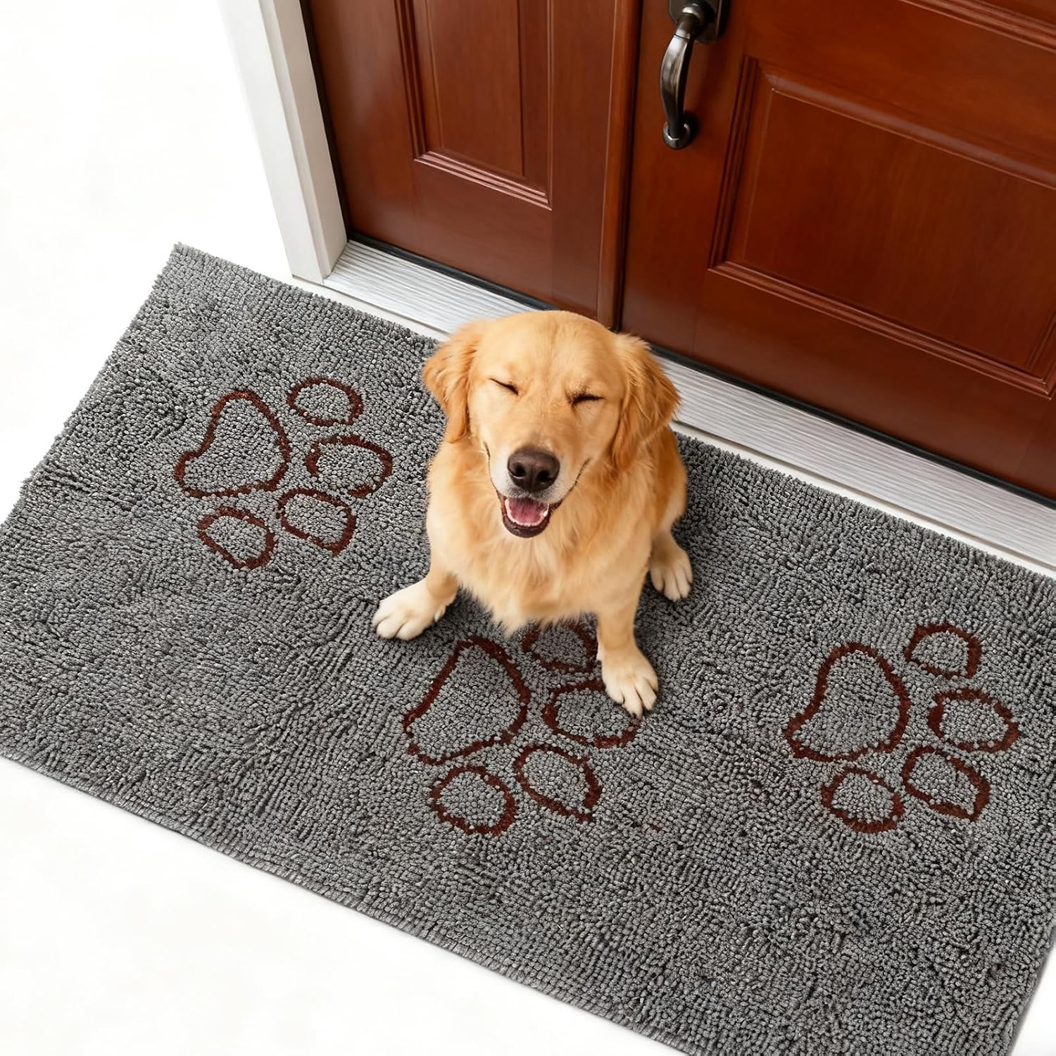 Dog Door Mat for Muddy Paws - Highly Absorbent Microfiber Pet Rug, Quick Dry Chenille Dog Runner Rug Indoor Outdoor, Non-Slip Entryway Carpet Washable Mud Mat for Dogs, Blue 60"x30"