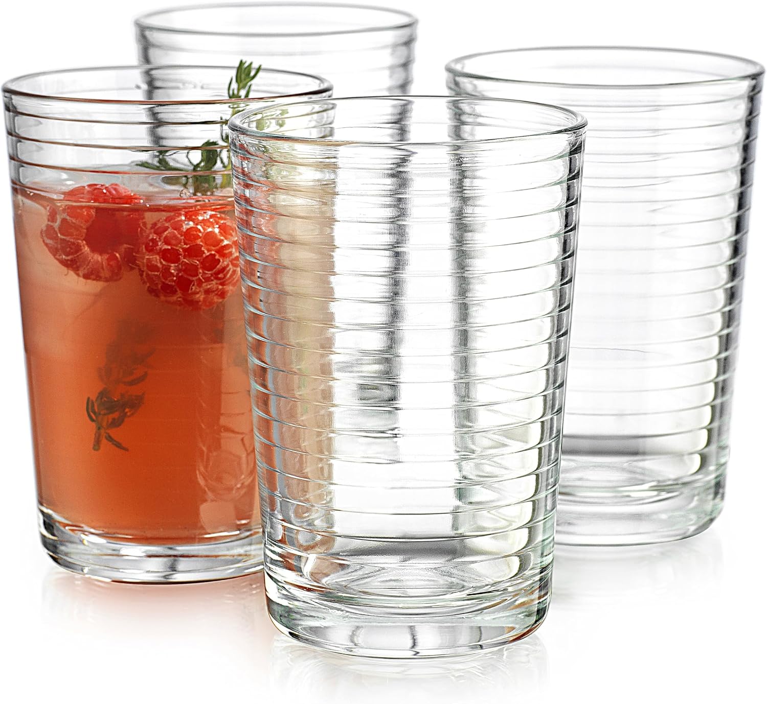 Juice Glasses 7 oz. Set Of 4 Glass Cups – By Home Essentials and Beyond – Beverage Water Tumblers for Juice, Whiskey, Cocktails