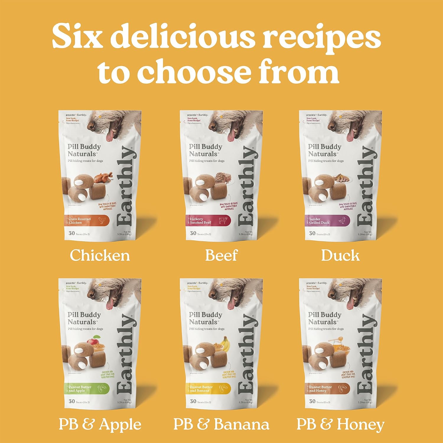 Presidio Earthly Pill Buddy Naturals - PB & Banana Recipe Pill Hiding Treats for Dogs - Make A Perfect Pill Concealing Pocket Or Pouch for Any Size Medication - 30 Servings