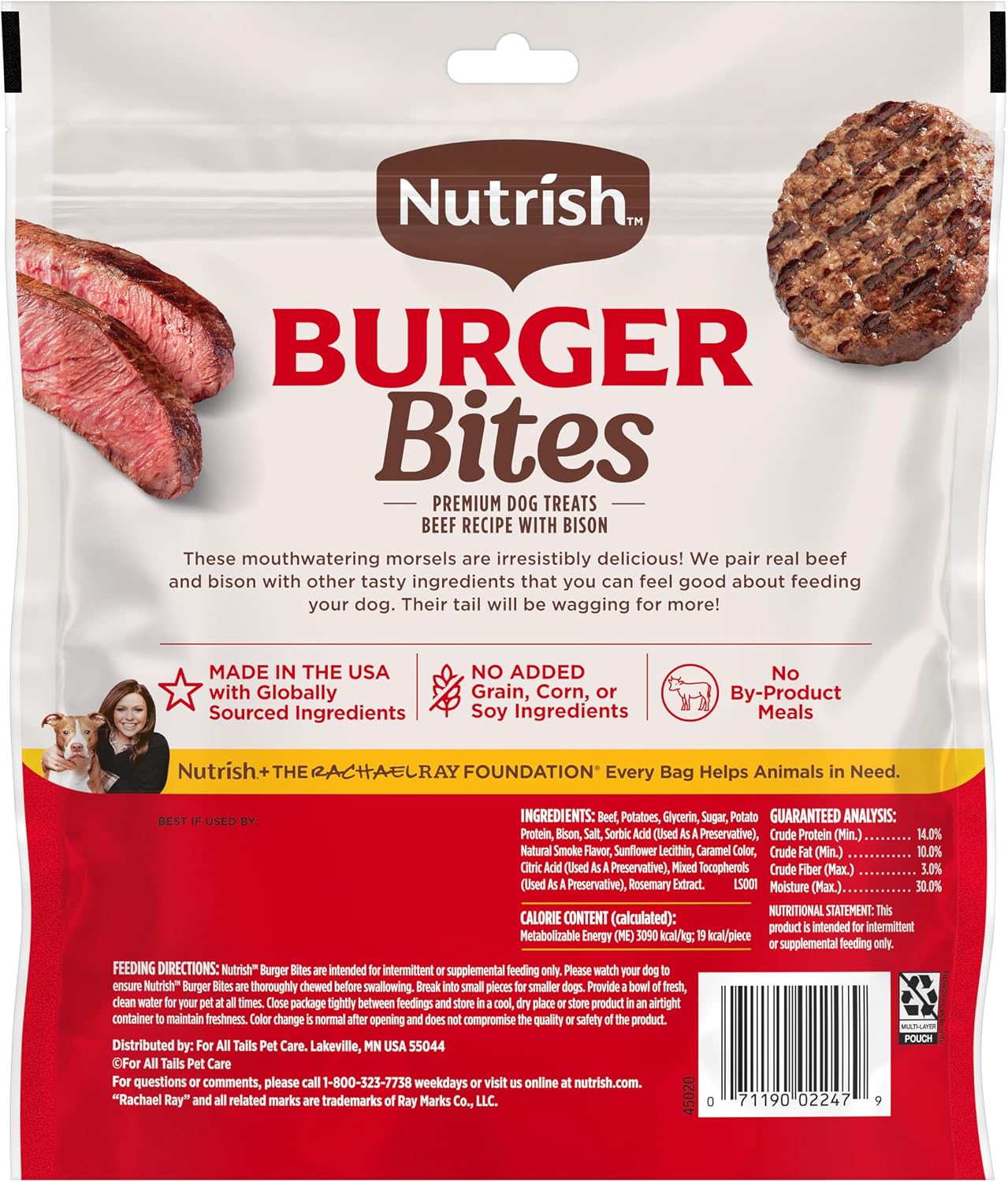 Nutrish Burger Bites Dog Treats, Beef Recipe, 12 oz. Pouch (Rachael Ray)