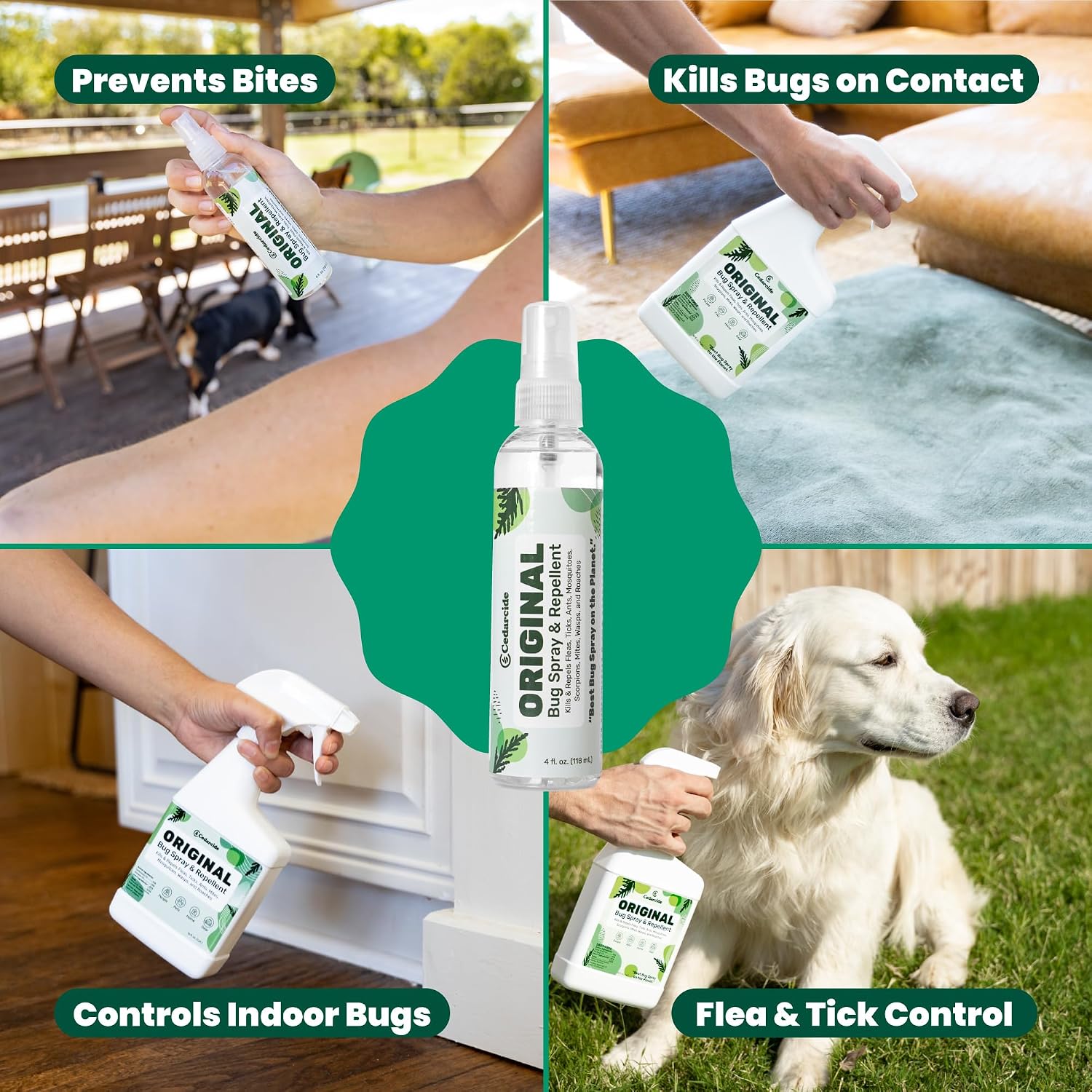 Cedarcide Original Bug Spray | Repel & Kill Fleas, Ticks, Mosquitoes, Mites, Ants & Chiggers | for use on People