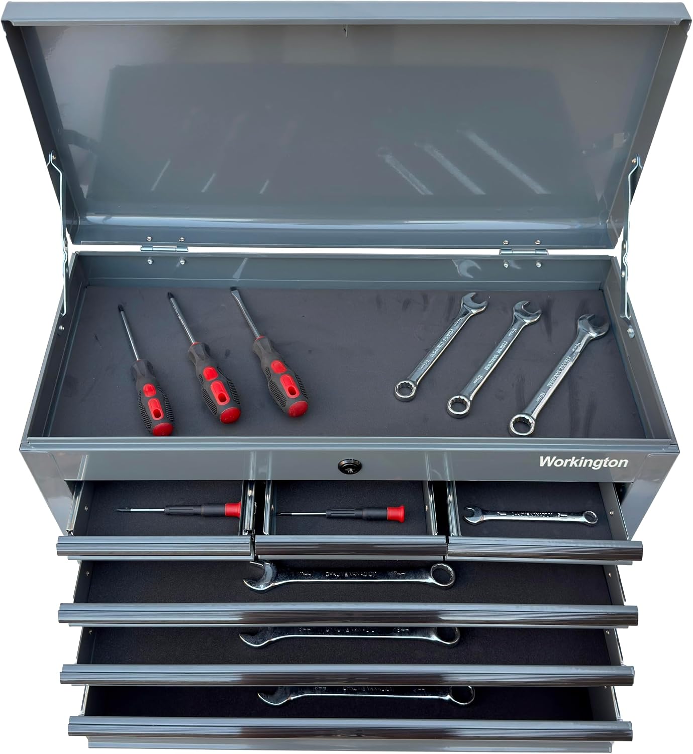 Workington Portable Metal Tool Chest with 6 Drawers, 24" 6-Drawer Tool Chest Cabinet with Ball Bearing Drawer Slides