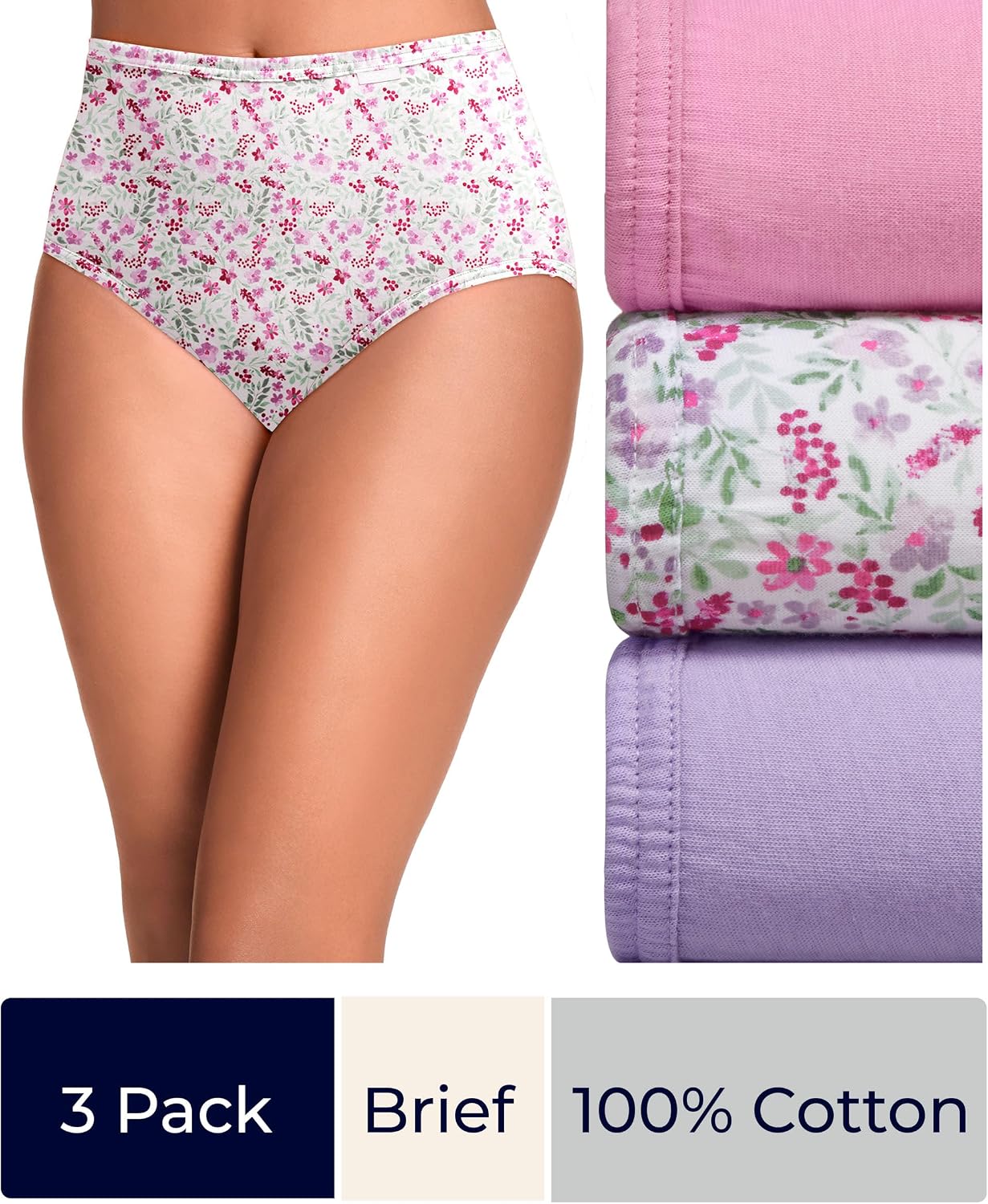 Jockey Women's Underwear 100% Cotton Elance Brief - 3 Pack