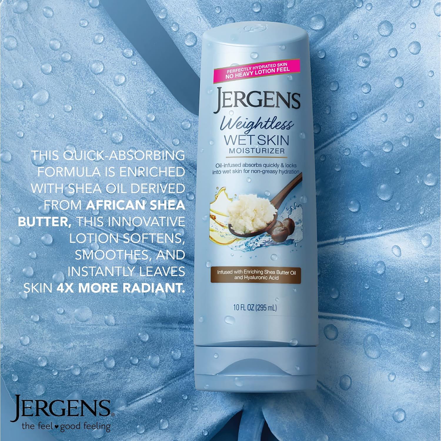 Jergens Wet Skin Body Moisturizer with Shea Butter Oil, Pure Shea Butter In Shower Bod Lotion, Moisturizer for Dry Skin, Fast-Absorbing, Non-Sticky