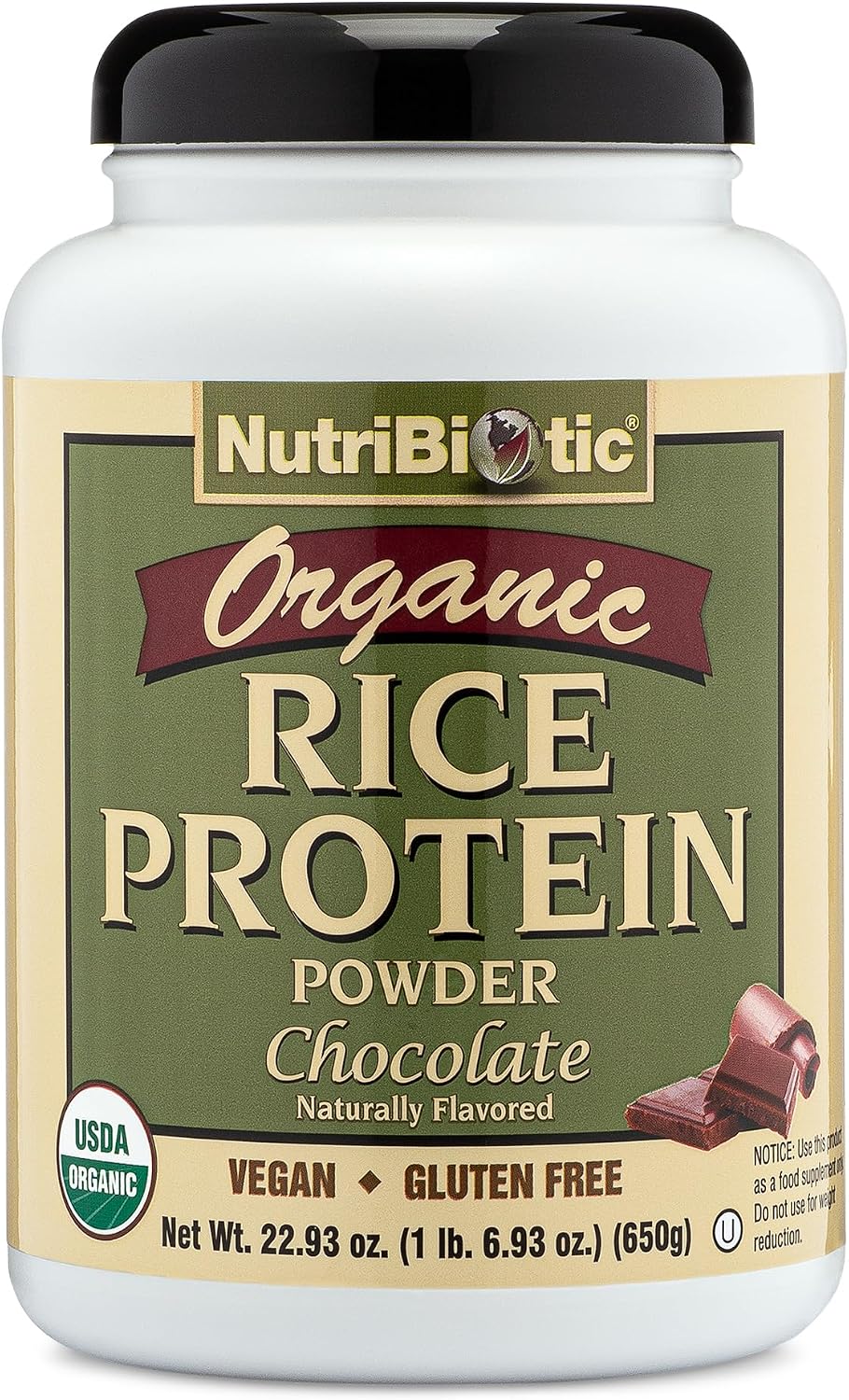 NutriBiotic Certified Organic Plain Rice Protein, 21 Ounce | Low Carbohydrate Vegan Protein Powder | Raw, Certified Kosher & Keto Friendly | Made Without Chemicals, GMOs & Gluten | Easy to Digest