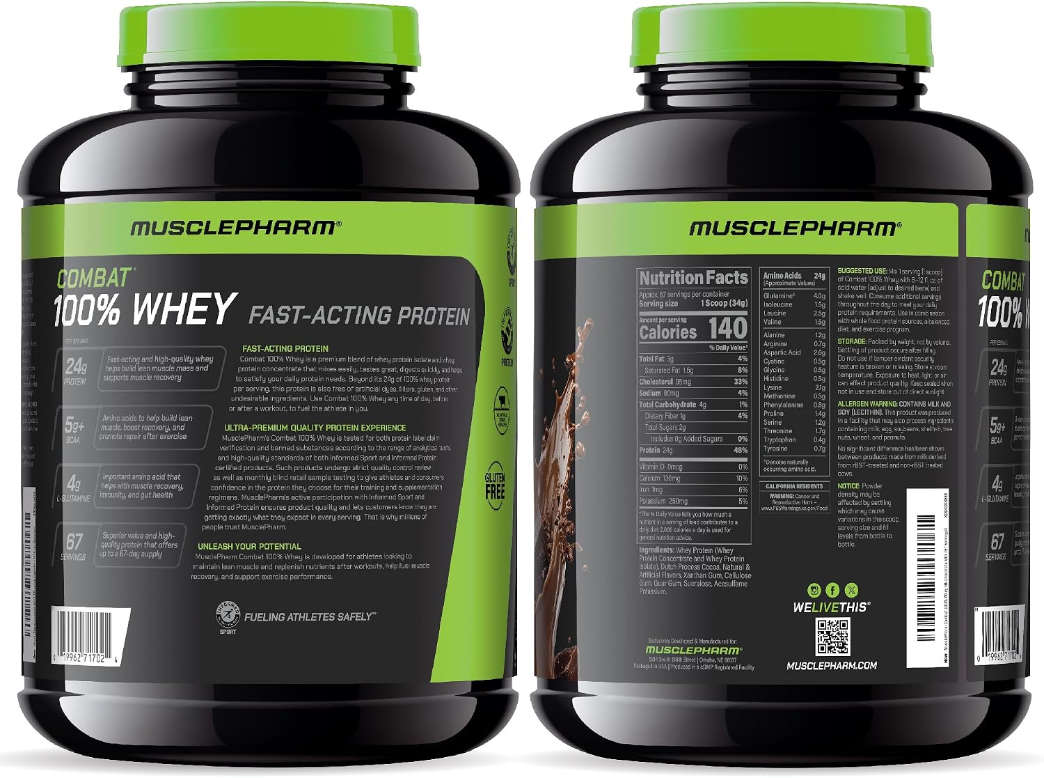 MusclePharm Combat 100% Whey Protein Powder, Vanilla Flavor, Fast Recovery & Muscle Gain with Whey Protein Isolate, High Protein Powder for Women & Men, Gluten Free, 5 lb, 70 Servings | Whey Protein Isolate, Fast Recovery Support, Muscle Gain Support, Hi…