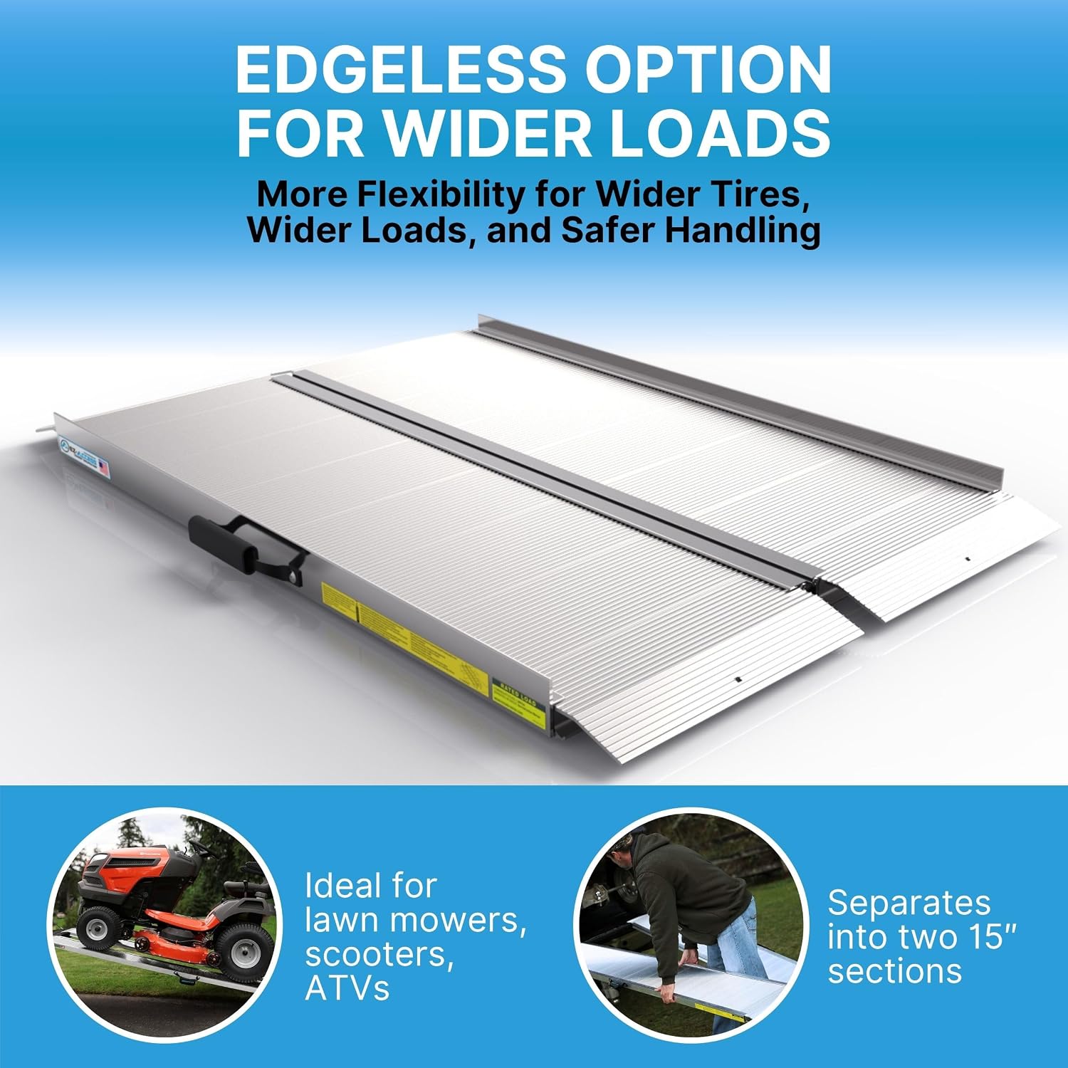 EZ-ACCESS TRAVERSE Aluminum Singlefold Folding Ramp, Portable Loading Ramps for Wheelchairs, Motorcycles, Lawn Tractors & ATVs, Heavy Duty Aluminum Folding Ramps with Carrying Handles (Silver, 4 Foot)