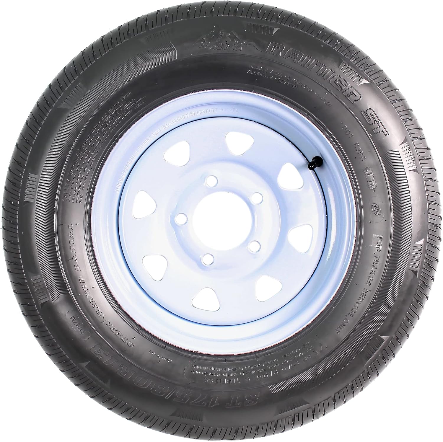 eCustomrim 2-Pack Radial Trailer Tire Rim Assembly ST175/80R13 5 Lug White | Spoke Wheel, 5 Lug on 4.5 Inch Center Bolt Pattern