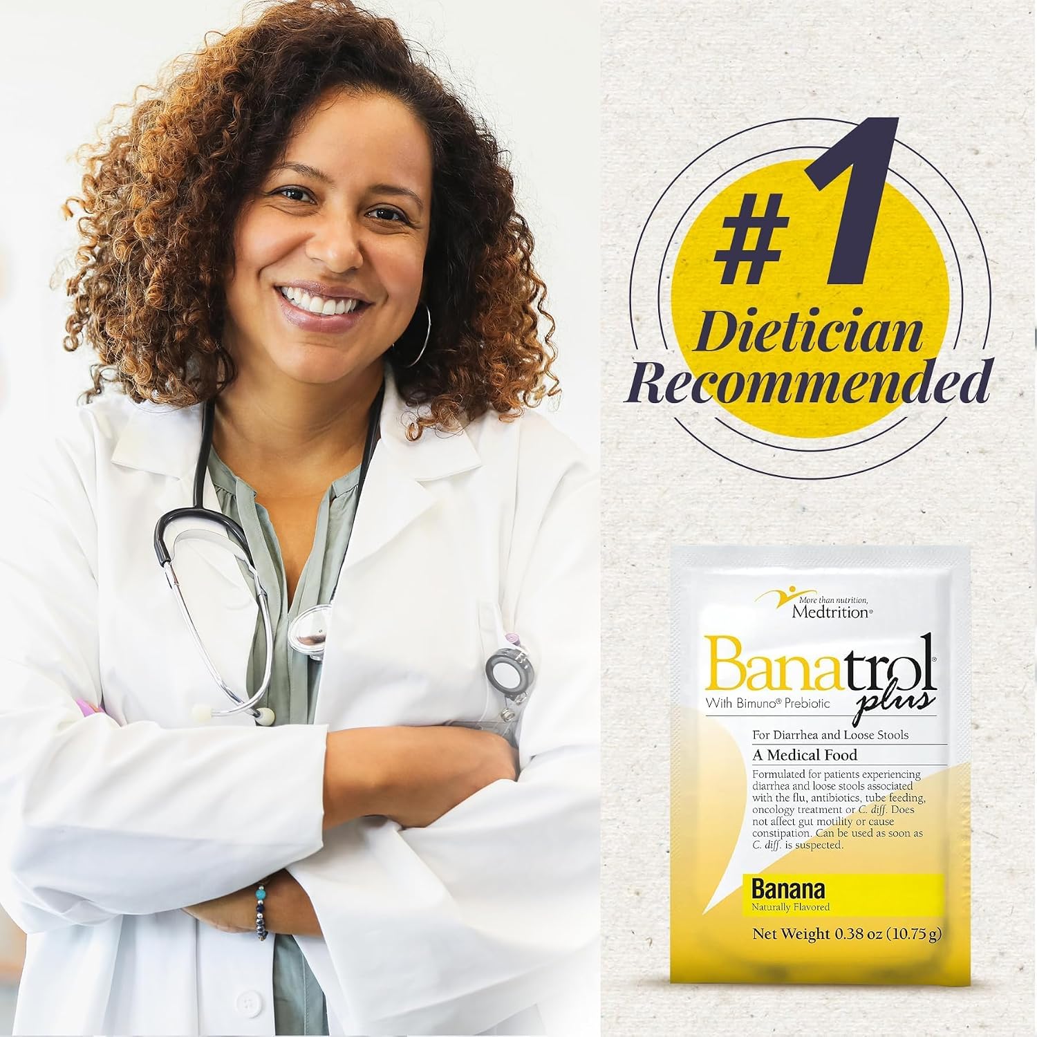 Medtrition Banatrol® Natural Anti-Diarrheal with Prebiotics, Relief from Chronic Diarrhea, IBS, Recurring Diarrhea, Clinically Supported Medical Food, Non-Constipating, 75 Servings (Pineapple)