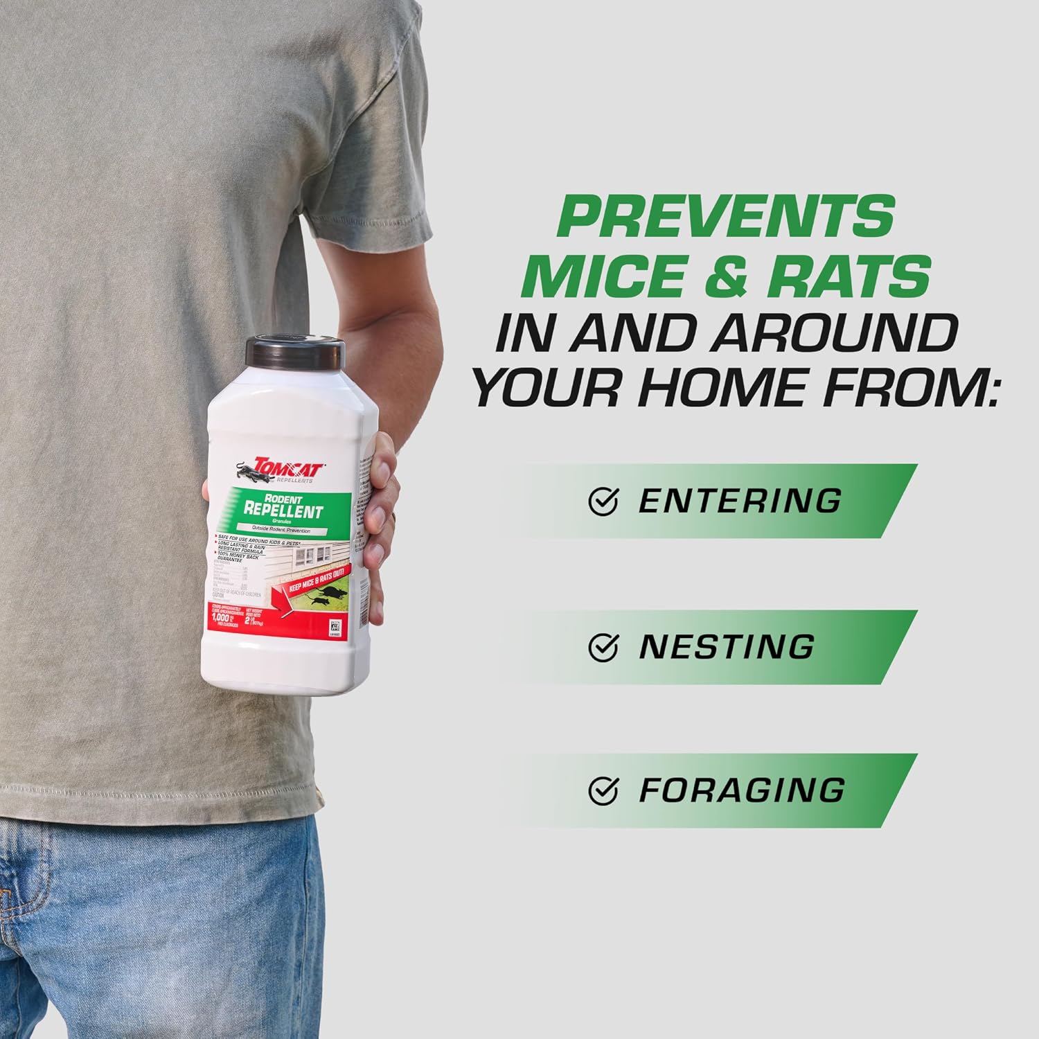 Tomcat Repellents Rodent Repellent Ready-to-Use with Comfort Wand, 1 gal. | For Indoor and Outdoor Mouse and Rat Prevention, Peppermint Oil Spray for Rodents with Cinnamon & Garlic Essential Oils