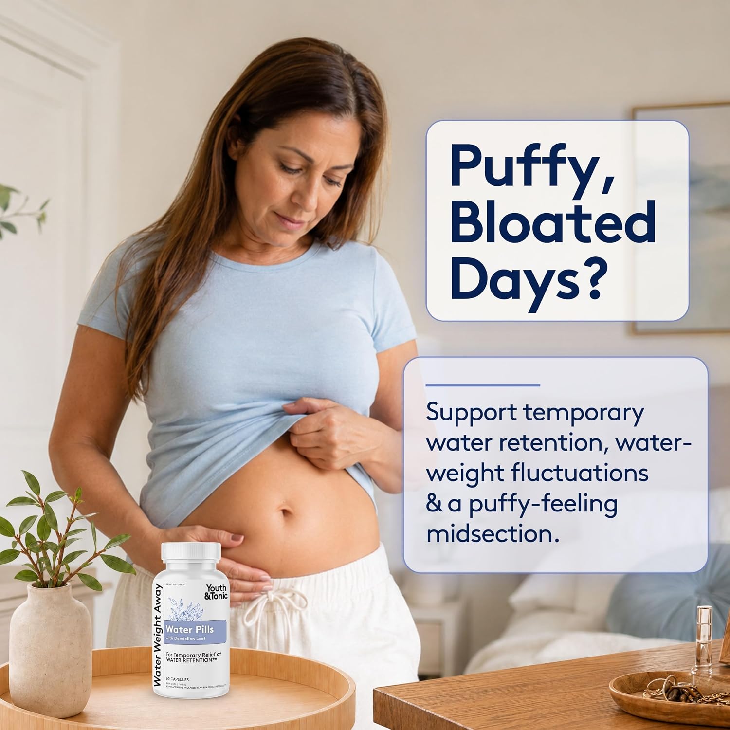 Youth & Tonic Natural Water Pills Weight Loss Women, Men, Water Retention