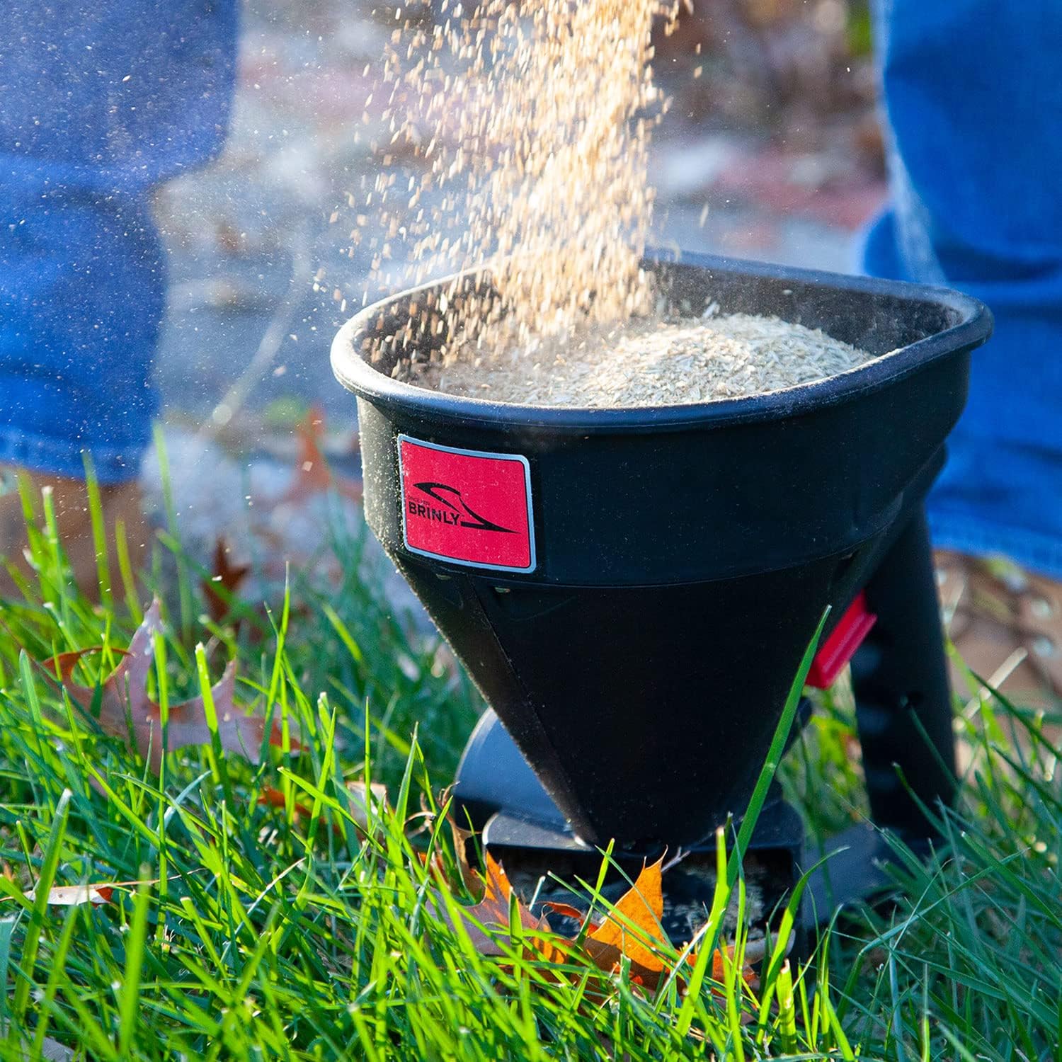 Brinly 5lb. All-Season Handheld Spreader with Easy-Fill Design for Seed, Ice Melt, & Fertilizer