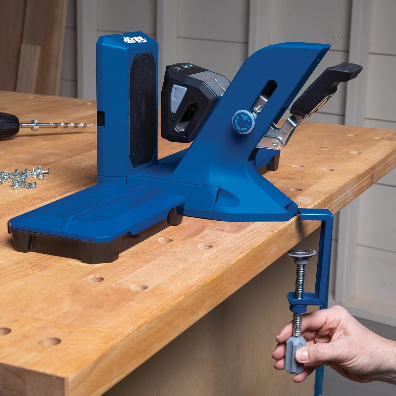 Kreg Tool KPHJ720PRO Pocket-Hole Jig 720PRO - Easy Clamping & Adjusting - Includes Durable Kreg Pocket-Hole Screws - For Materials 1/2" to 1 1/2"