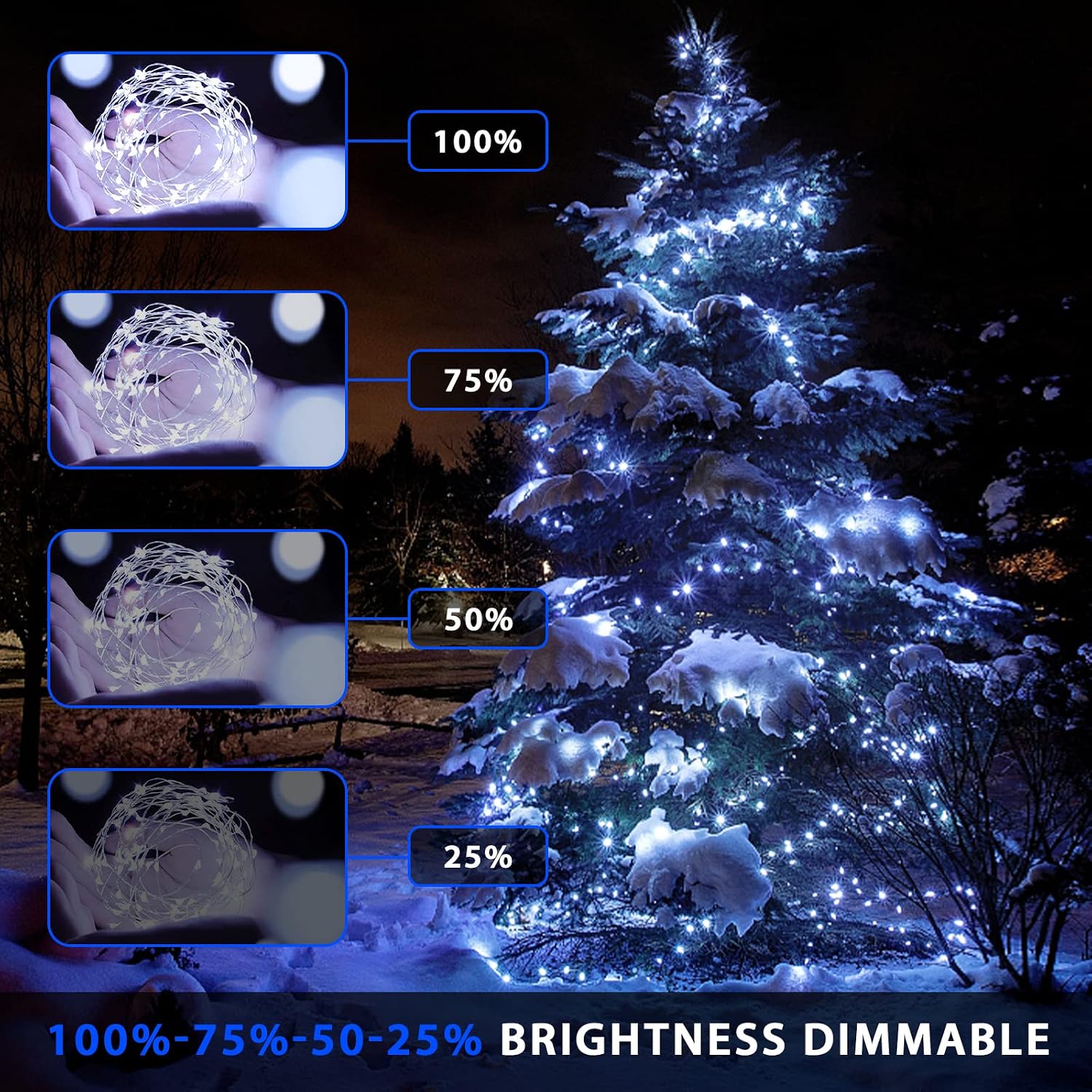 JMEXSUSS 2 Pack Solar String Lights Outdoor Total 66FT 200LED Fairy Lights | Outdoor Waterproof, 8 Modes Solar Christmas Lights for Outside Garden Tree Patio Yard Wedding Christmas Decorations, White