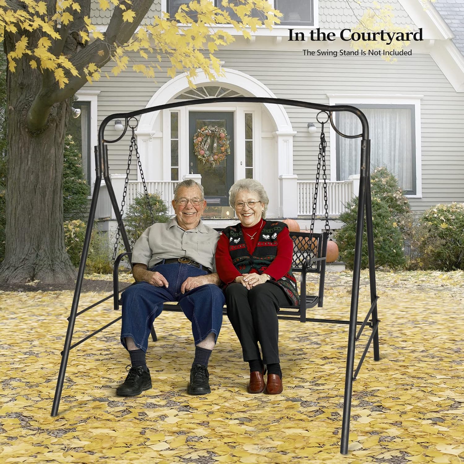 VINGLI Heavy Duty Metal Porch Swing, 660 LBS Outdoor Swing Bench, Curved