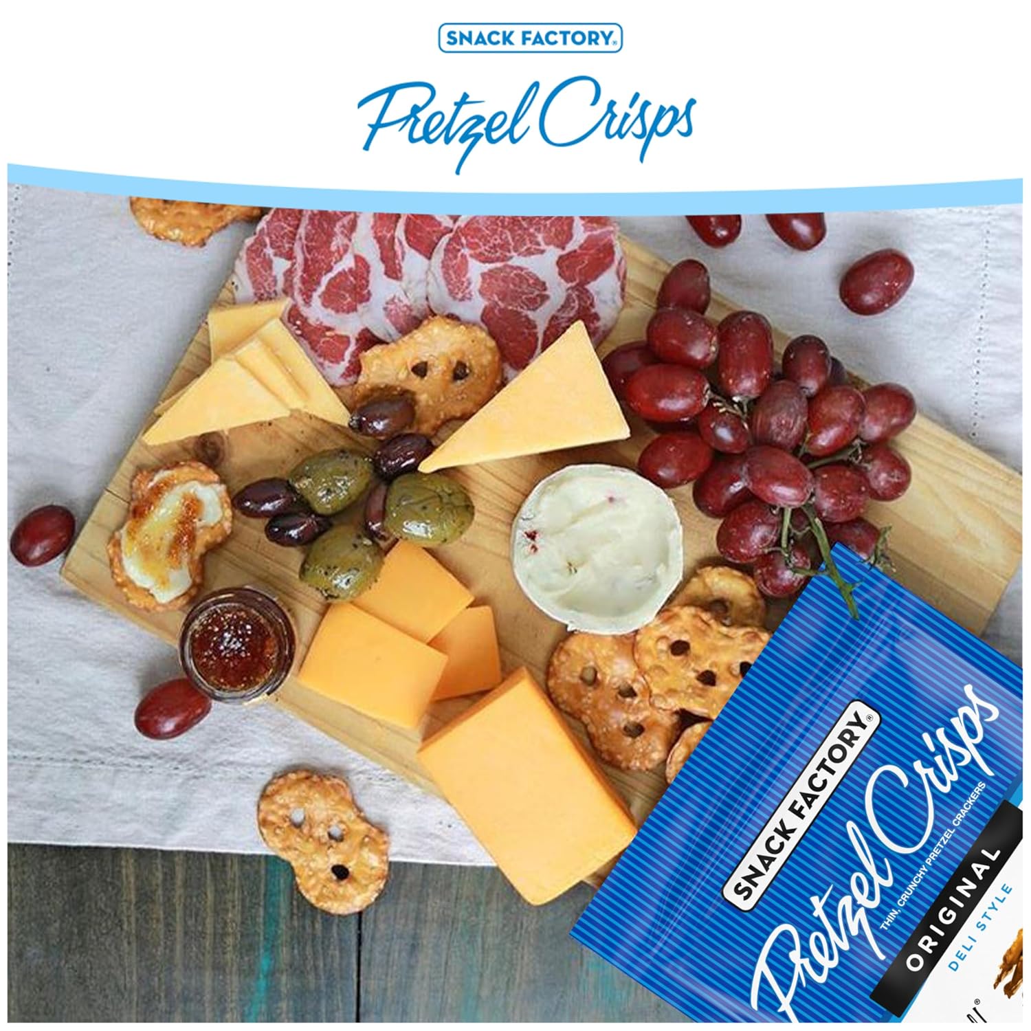 Snack Factory Original Pretzel Crisps, Non-GMO, 14 oz Party Size Bag