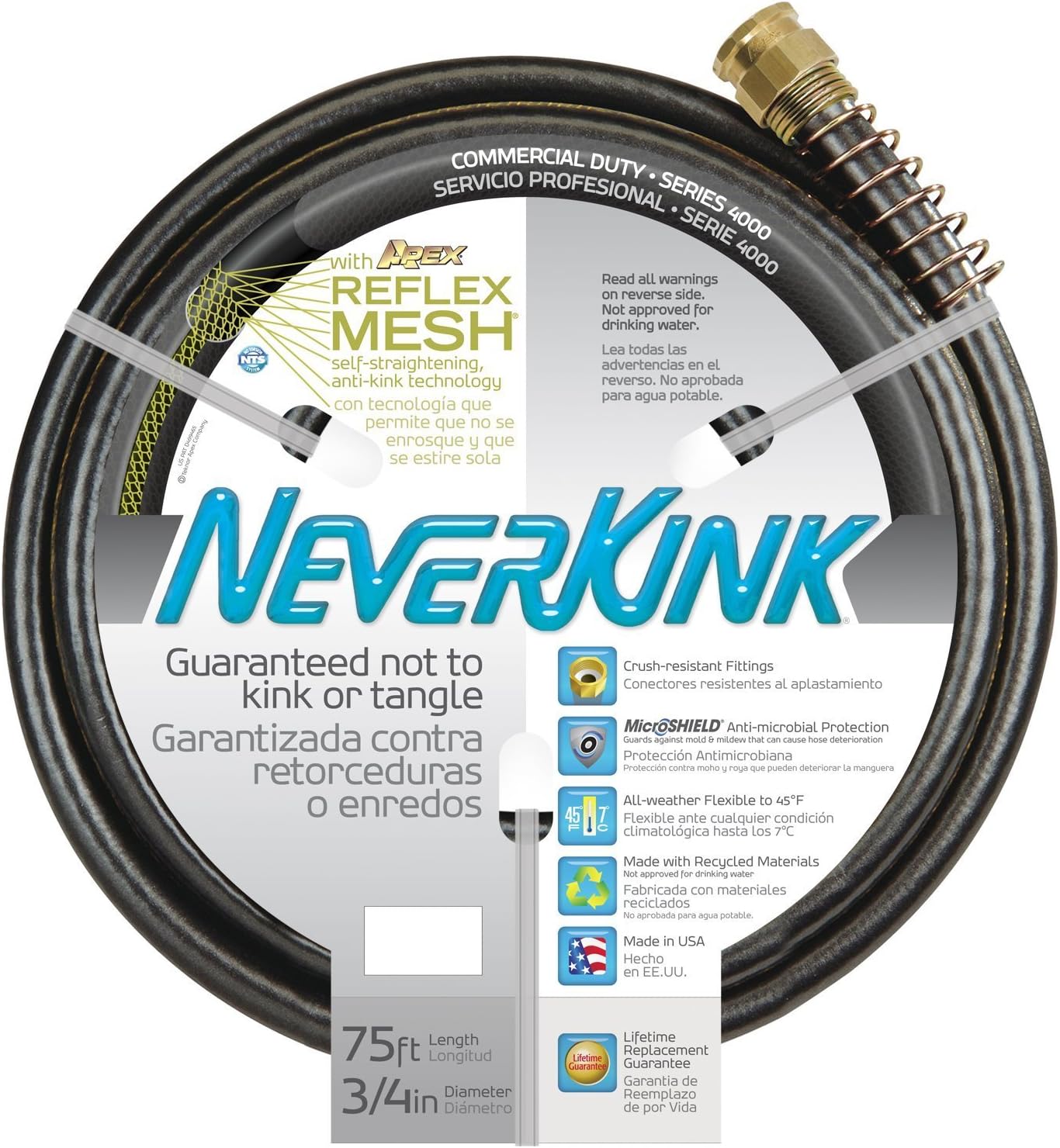 "9885-75 NeverKink Commercial 4000 3/4"" x 75"" Hose"