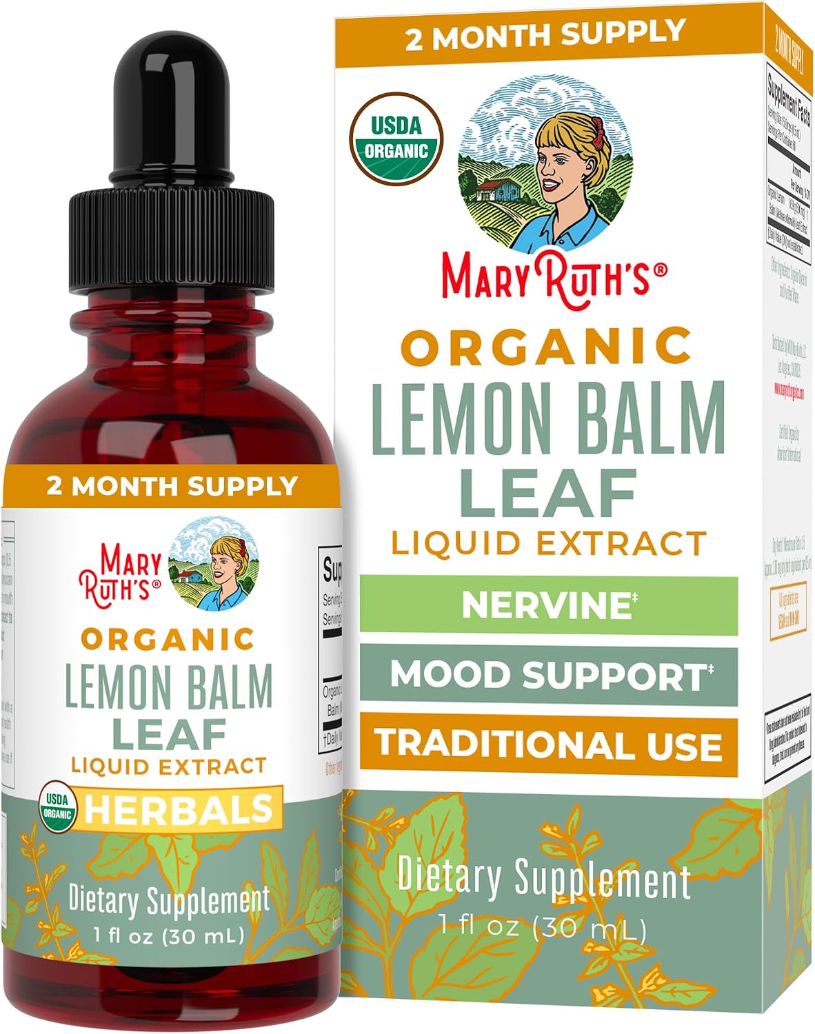 MARYRUTH'S Organic Lemon Balm Leaf Liquid Extract, Mood Support, 1 Fl Oz