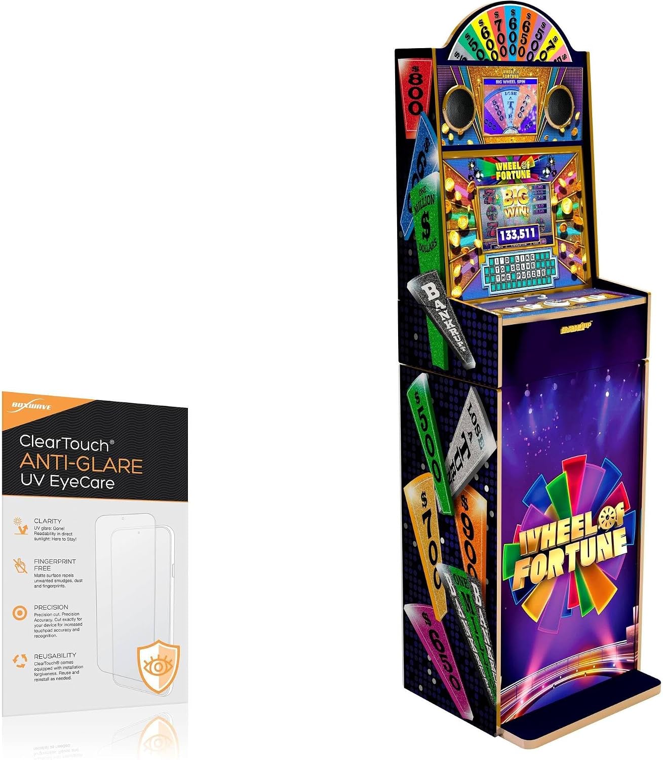 BoxWave Screen Protector Compatible with Arcade1Up Wheel of Fortune Casinocade Deluxe Arcade Game - ClearTouch Anti-Glare Anti-UV EyeCare (2-Pack)