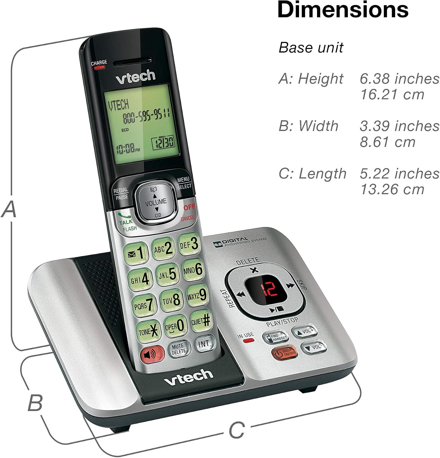 VTech CS6719-2 2-Handset Cordless Phone with Caller ID/Call Waiting, Handset Intercom & Backlit Display/Keypad, Silver