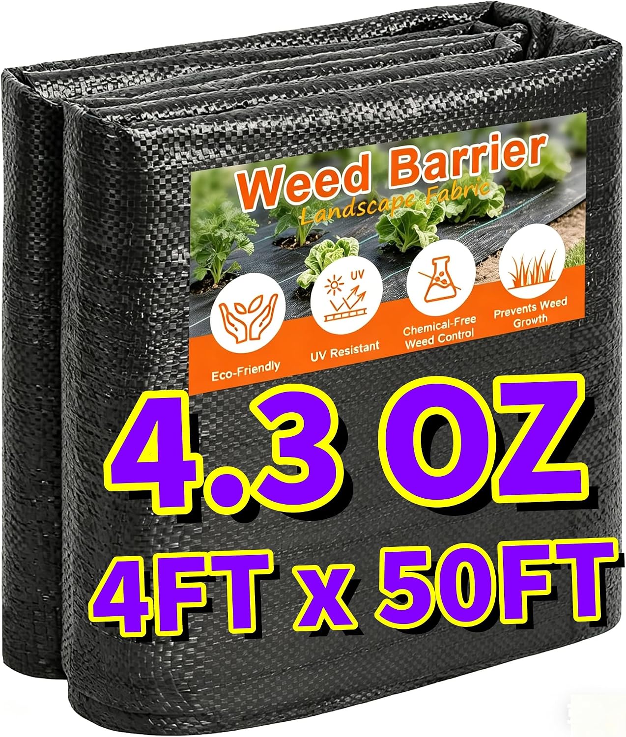 AMAGABELI 3.2oz 4ft x 100ft Weed Barrier Landscape Fabric Premium Garden Cloth Heavy Duty Weed Control Blocker Mat Gardening Ground Cover Durable Woven Geotextile Fabric Driveway Underlayment