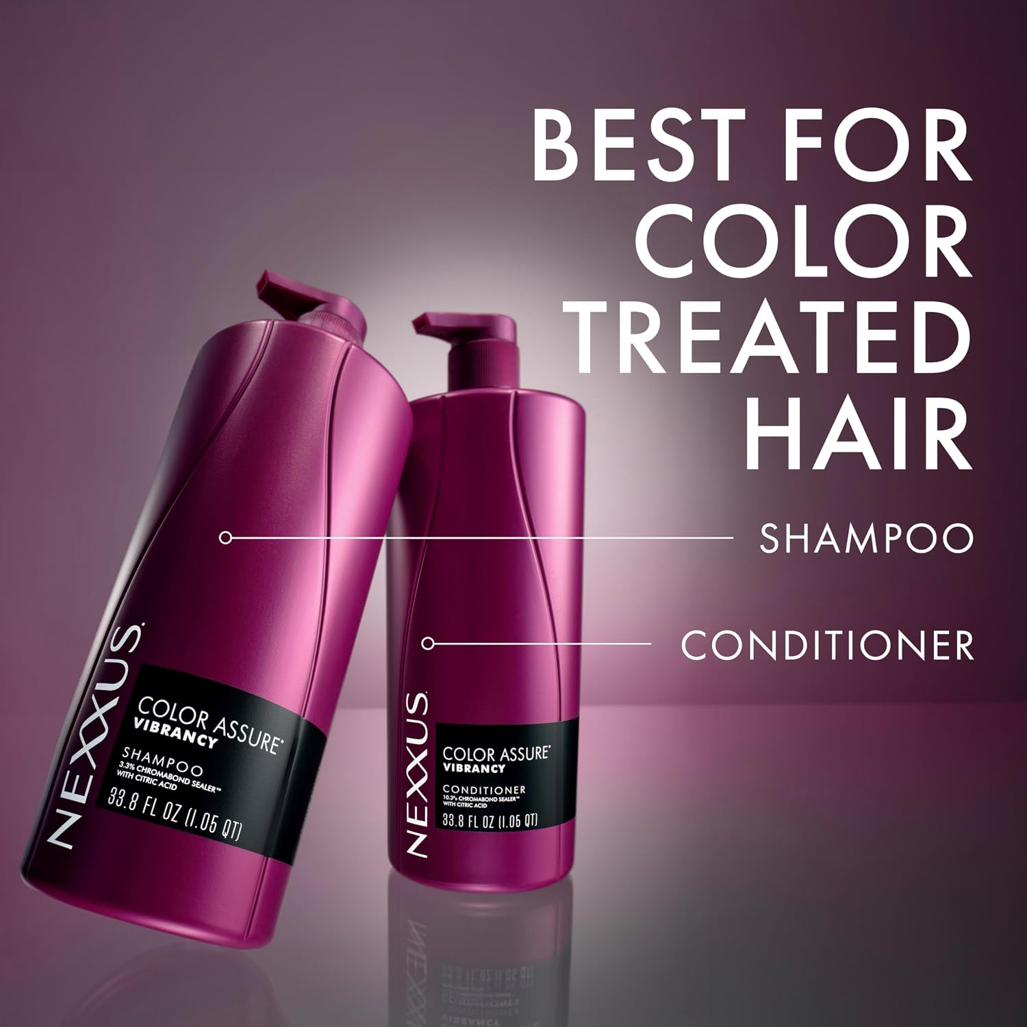 Nexxus Color Assure Shampoo for Vibrancy for Color Treated Hair Powered by Chromabond Sealer with Citric Acid 33.8