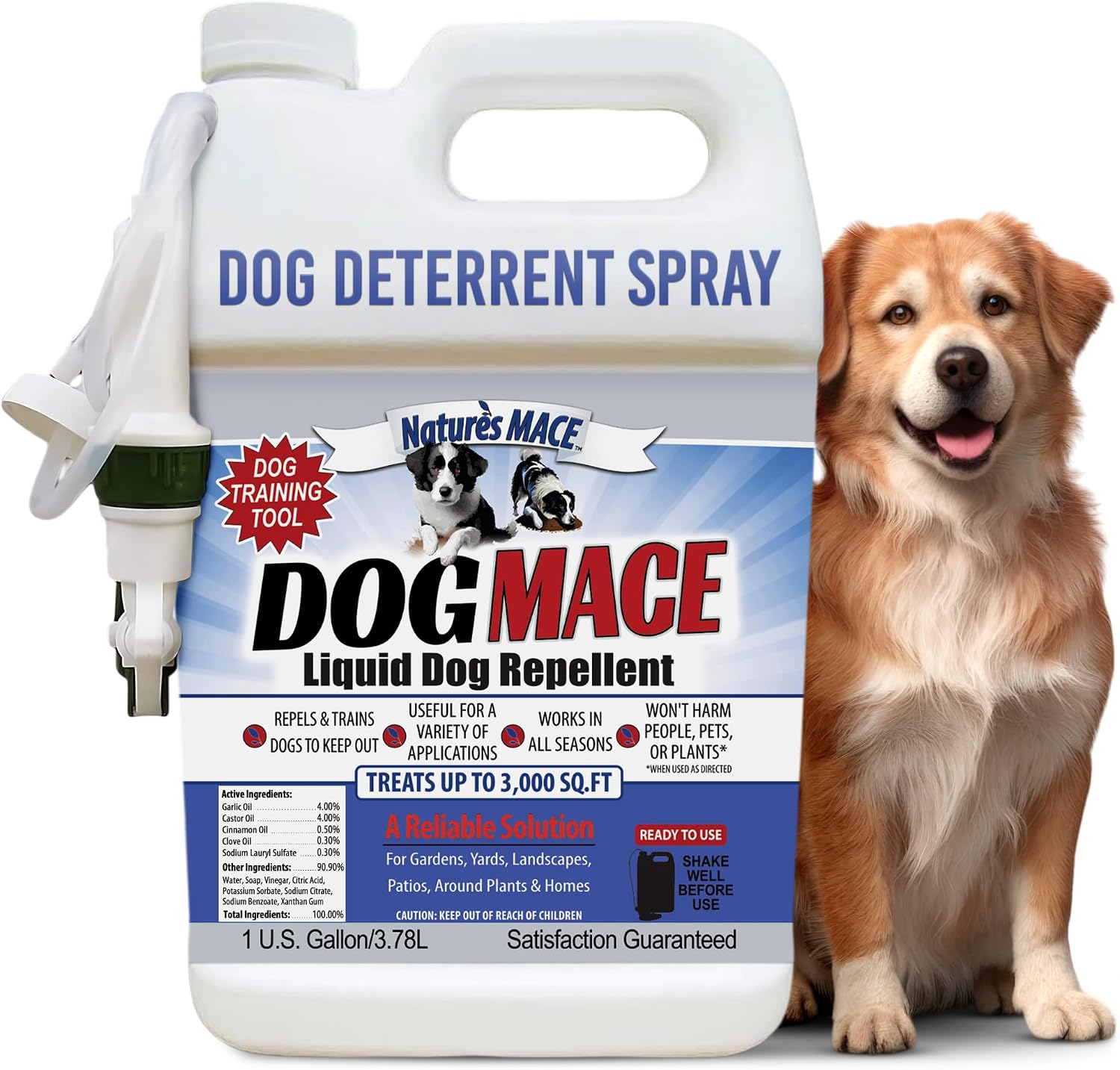 Nature's MACE Dog Mace Dog Repellent 1 Gallon Concentrate | Potty Training Tool Spray, Indoor & Outdoor, Pee Deterrent, Safe Around Kids, Pets, Garden & Plants, Treats 48,000 Sq. Ft.