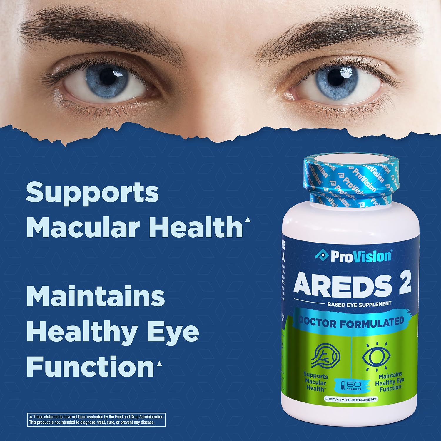 Provision AREDS 2 Eye Vitamins - Lutein and Zeaxanthin Complex, 60 Capsules | Doctor Formulated Vision Supplements for Adults with Vitamin C, E, Zinc