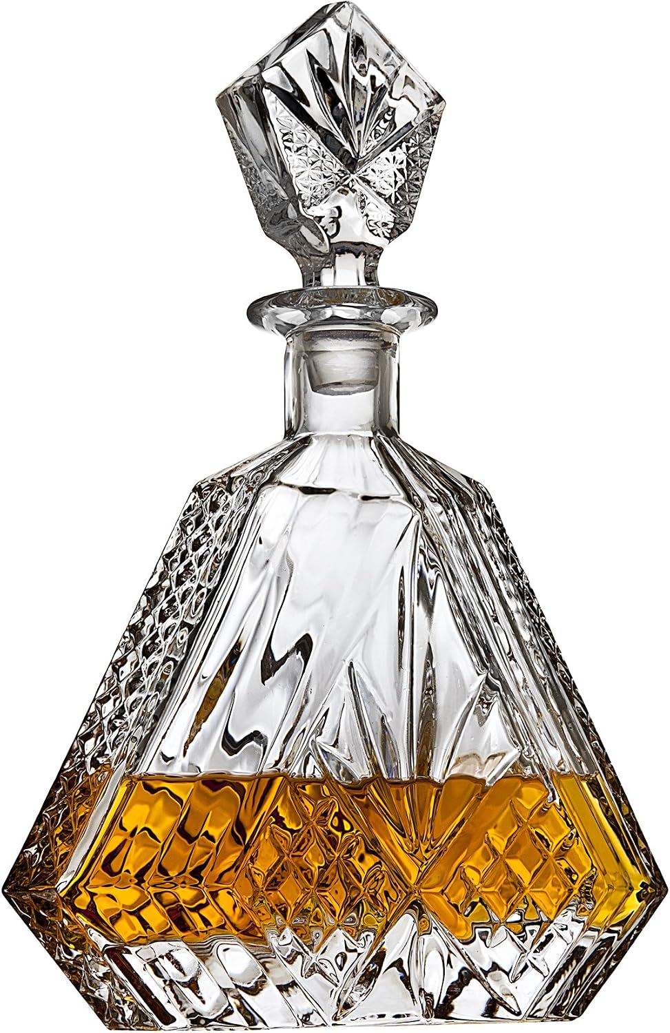 Whiskey Decanter for Liquor Scotch Bourbon or Wine, Irish cut Triangular - 750ml