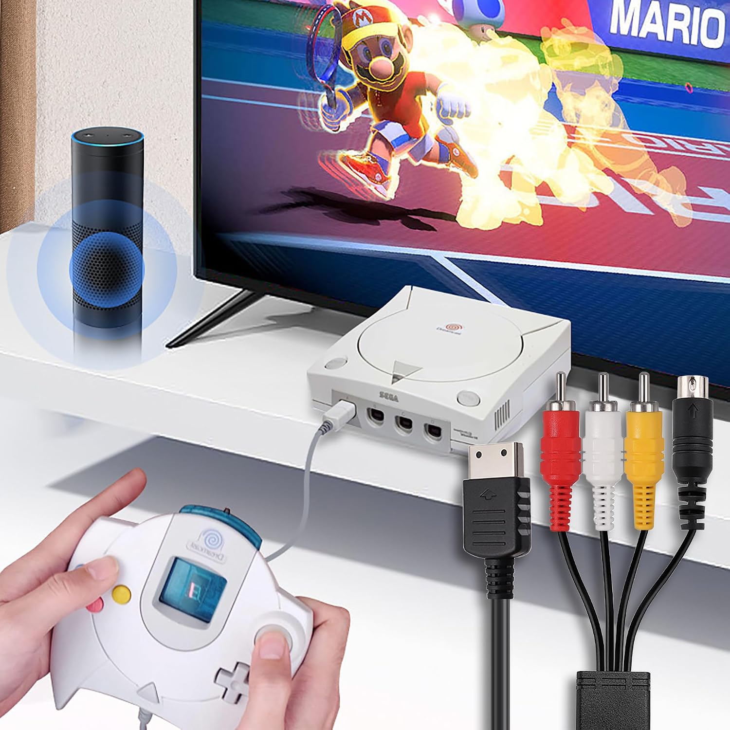 S Video RCA AV Cable for Dreamcast, S-Video Audio Video Cable Compatible with Sega Dreamcast DC, 1.8M/6FT