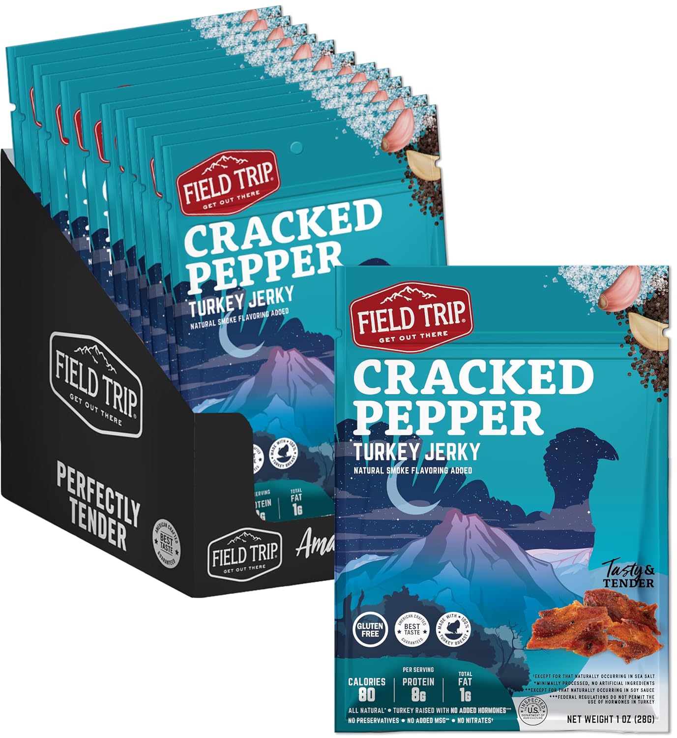 Field Trip Beef Jerky, Original, 1 Oz Bag, 12 Bags/carton | Grass Fed Beef Jerky, Healthy Gluten Free Snacks, All Natural, Paleo-Friendly Beef Jerky, High Protein, Low Carb, No Nitrates