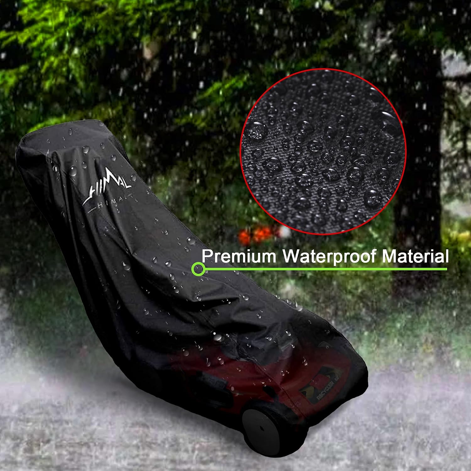 Himal Outdoors Push Lawn Mower Cover Waterproof Lawnmower Cover, Black | Heavy Duty 600D Oxford, Waterproof, UV Protection
