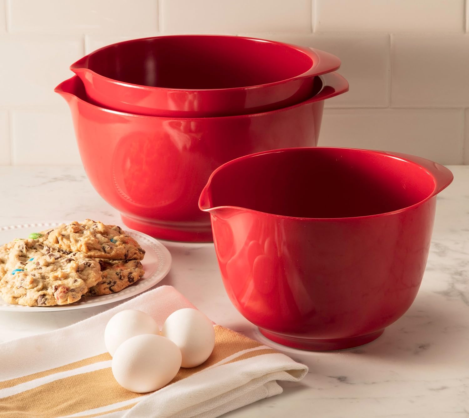 Hutzler Melamine Mixing Bowl Set: 2, 3 and 4 Liters, White (3234WH)
