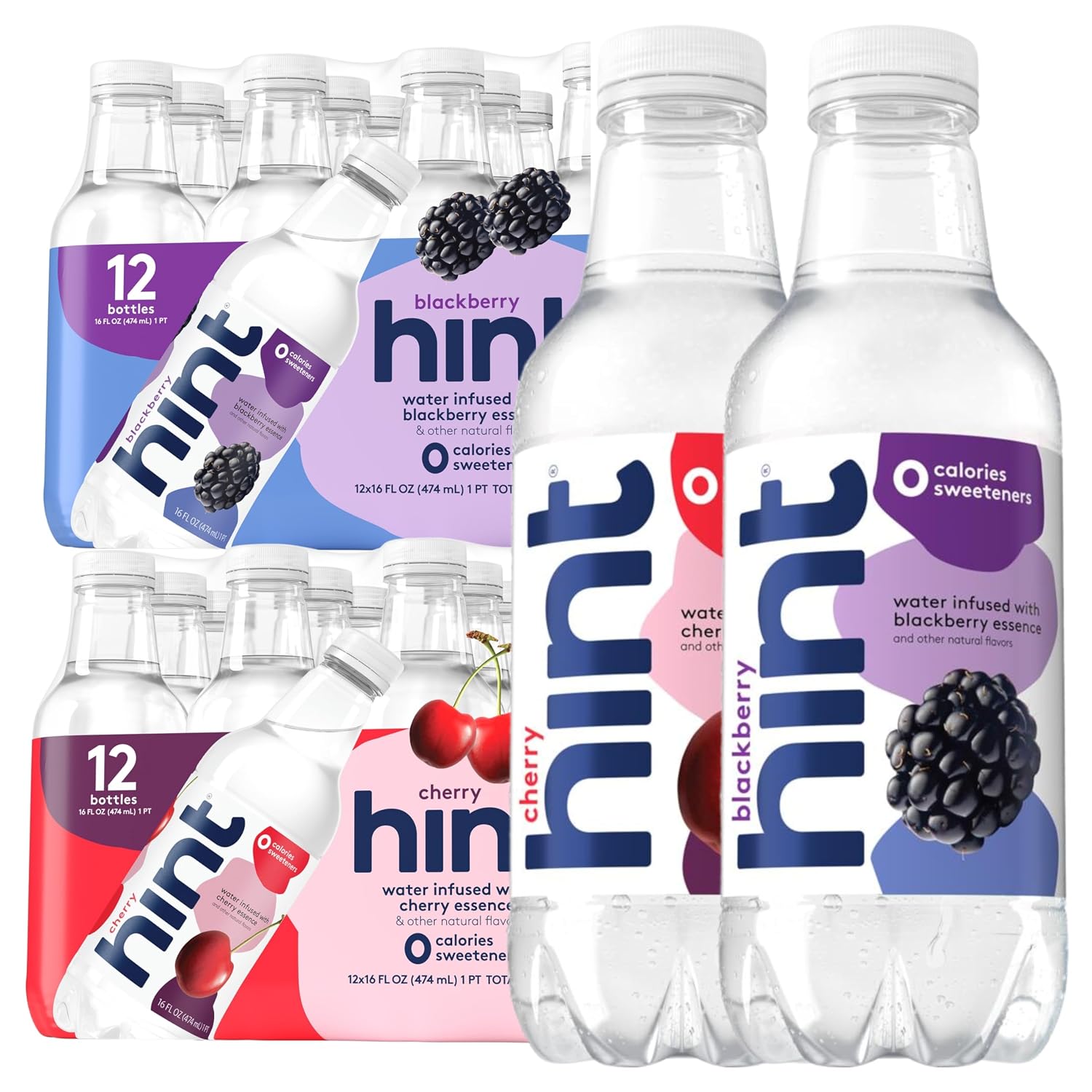 Hint Flavored Water Zero Sugar 0 Calories - Pineapple 16 FL Oz (12 pack) | Crisp, refreshing water, fruit flavors. 0 calories, 0 sugar, 0 sweeteners. Hydration for wellness. Gluten-free, Kosher, Vegan
