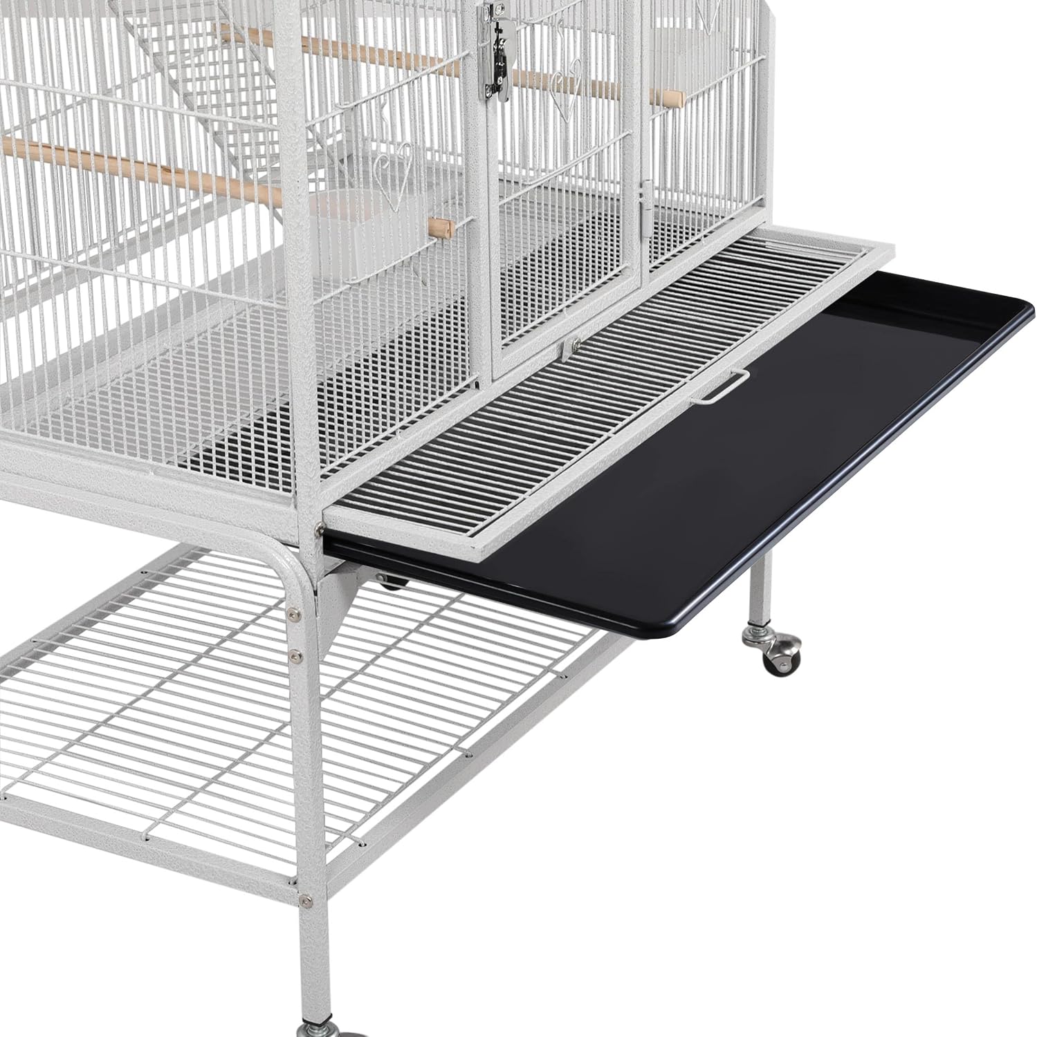 Yaheetech 69" Large Bird Cage for Parakeets, Budgies, 3-Tier Flight Cage | Detachable Rolling Stand, Easy Cleaning Slide-out Tray, Multi-door Access, 0.4'' Bar Spacing, Free Accessories