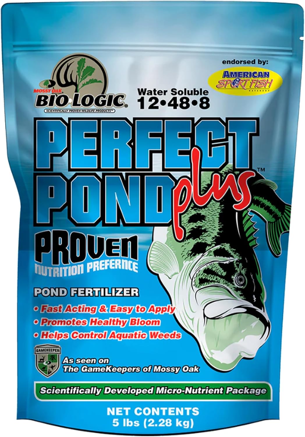 BioLogic Perfect Pond Plus, Fish Pond Fertilizer, Granular Fish Pond and Plant Fertilizer, Fast Acting & Easy to Apply, 5 lb Bag Broadcasts 1 Acre