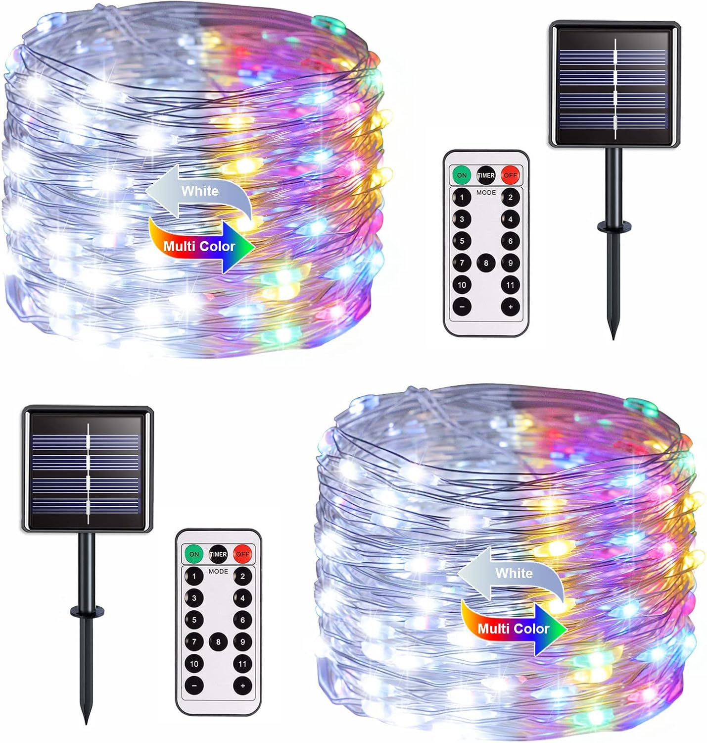 JMEXSUSS 2 Pack Solar String Lights Outdoor Total 66FT 200LED Fairy Lights | Outdoor Waterproof, 8 Modes Solar Christmas Lights for Outside Garden Tree Patio Yard Wedding Christmas Decorations, White