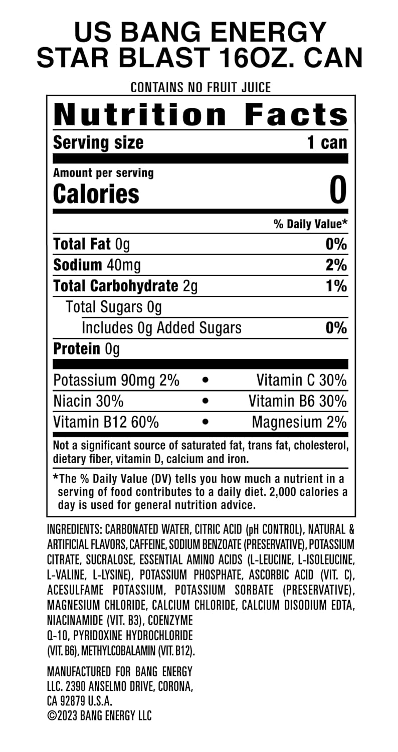 Bang Energy Blue Razz, Sugar-Free Energy Drink, 16-Ounce | Pack of 12