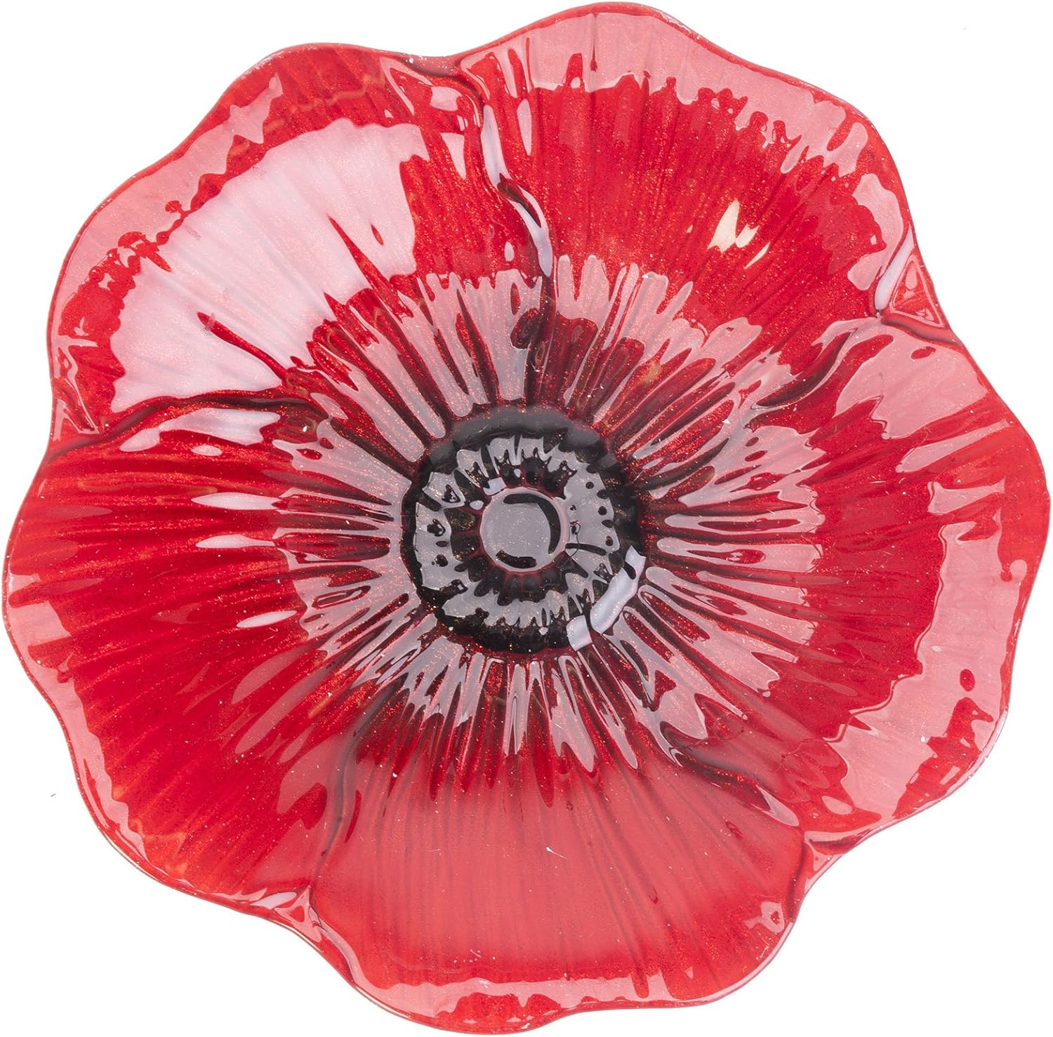 Panacea 086195 Poppy Glass Bird Bath birdbaths, 16 in. Dia, Red