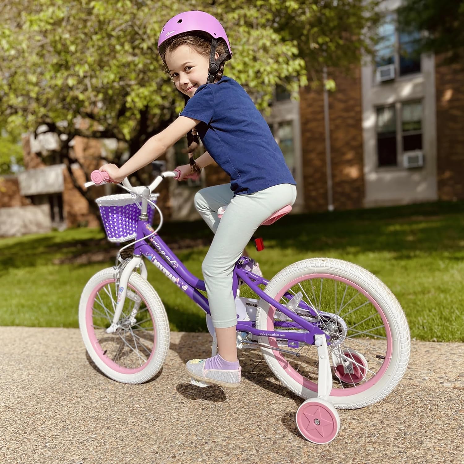 JOYSTAR Angel Girls Bike for Toddlers and Kids Ages 2-12 Years | 12-20 Inch Kids Bike with Training Wheels & Basket, 20 24“ Bicycle with Kickstand