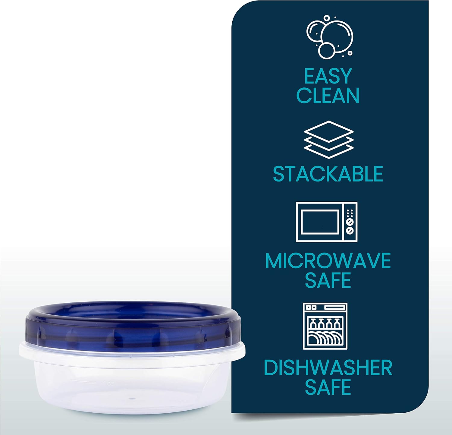 PLASTICPRO Twist Top Deli Containers Clear bottom With blue [32 oz 3 Pack]
