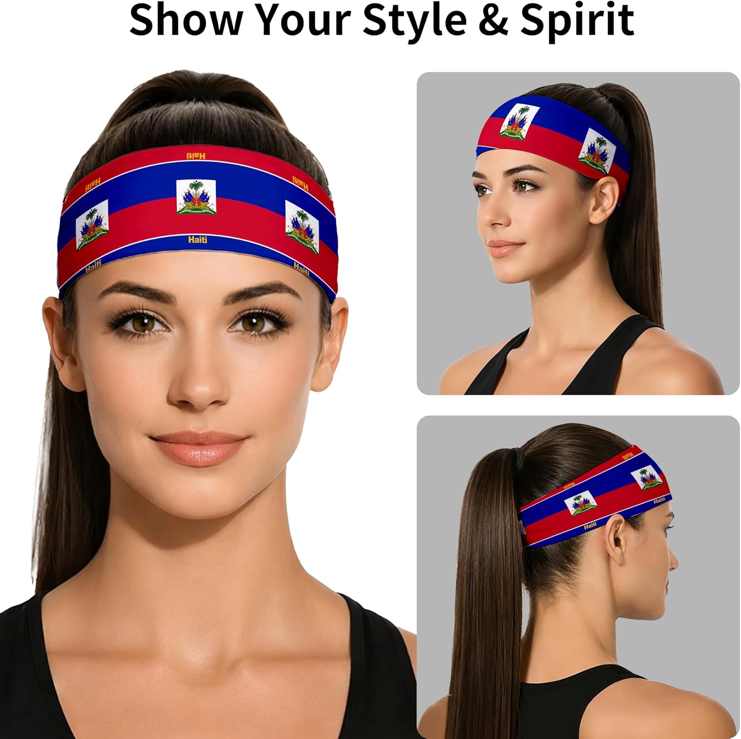 Sports Headband for Women Men,Flag Pattern Workout Head Band,Sweat Bands,Women Running Cycling Yoga Fitness,WorkoutSports Gift