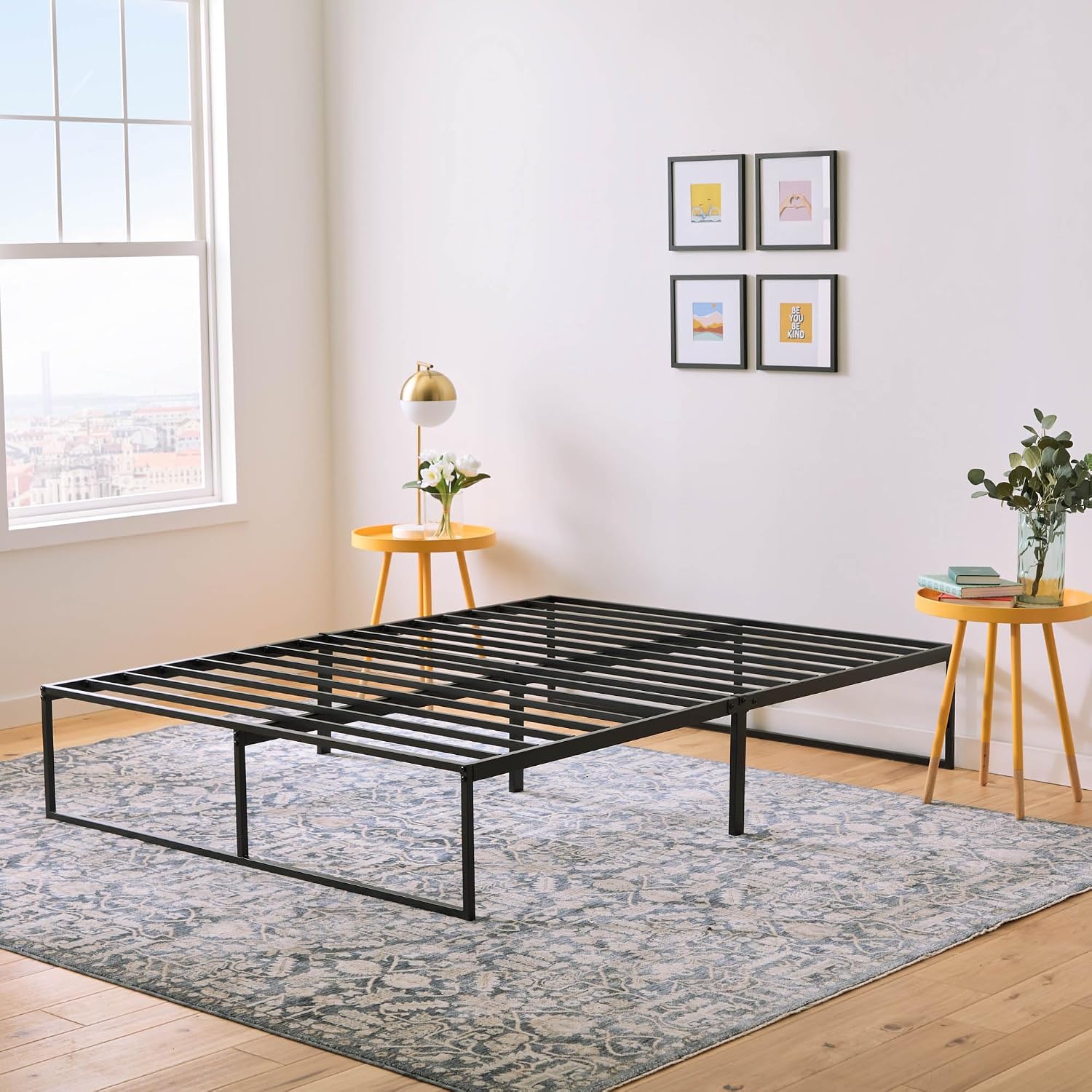 Linenspa Folding Metal Platform Bed Frame - Easy Assembly - Sturdy Steel - No Box Spring Needed - Underbed Storage - Mattress Foundation - 14" High