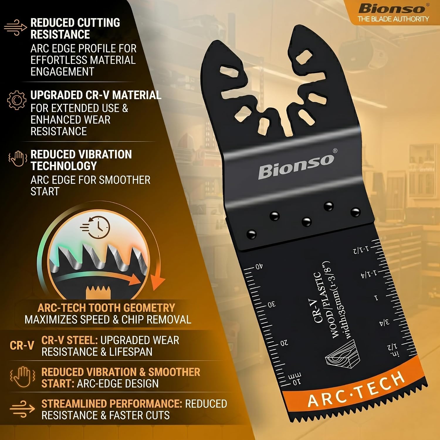 Bionso 40 PCS Oscillating Saw Blades, Premium Multitool Kit for Wood Metal Plastics, Tool Blades Fit Dewalt Worx Rockwell Wen Milwaukee Makita Ryobi Bosch Fein Porter Genesis Black