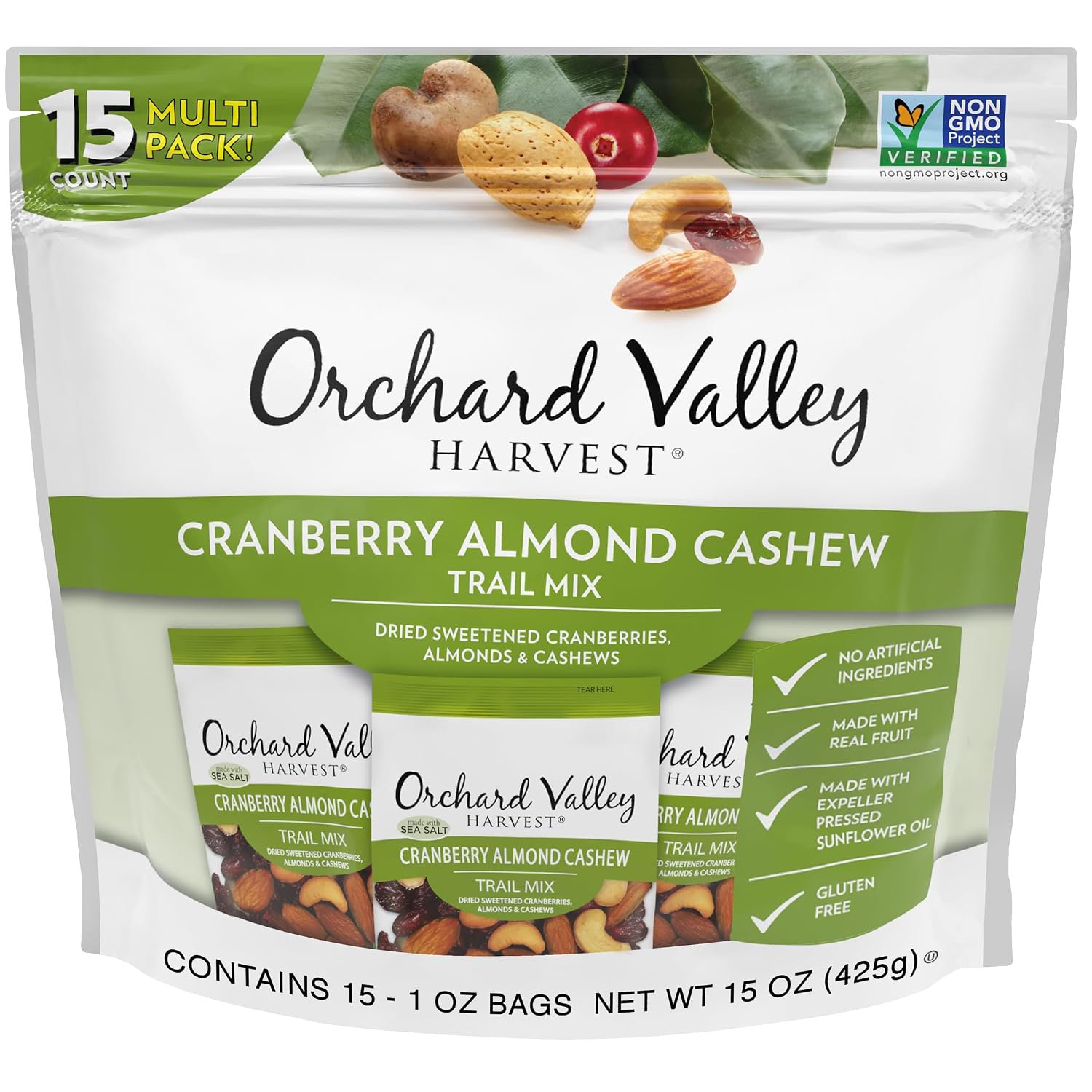 Orchard Valley Harvest Choc Nut Mix Multipack, 1 oz, Pack of 8 | Dark Chocolate Raisins, Almonds & Peanuts, Gluten Free, Stand Up Bag, Non-GMO, 4g Plant Protein, On-The-Go Snack