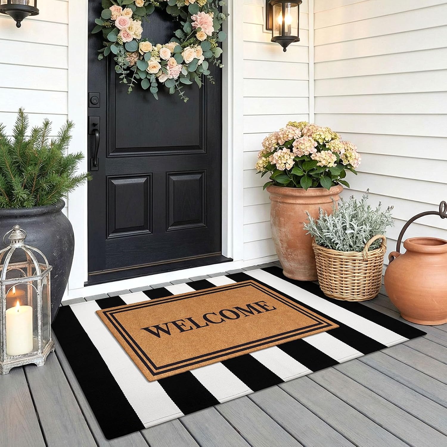 KOZYFLY Black and White Area Rug 3x5 Ft Washable