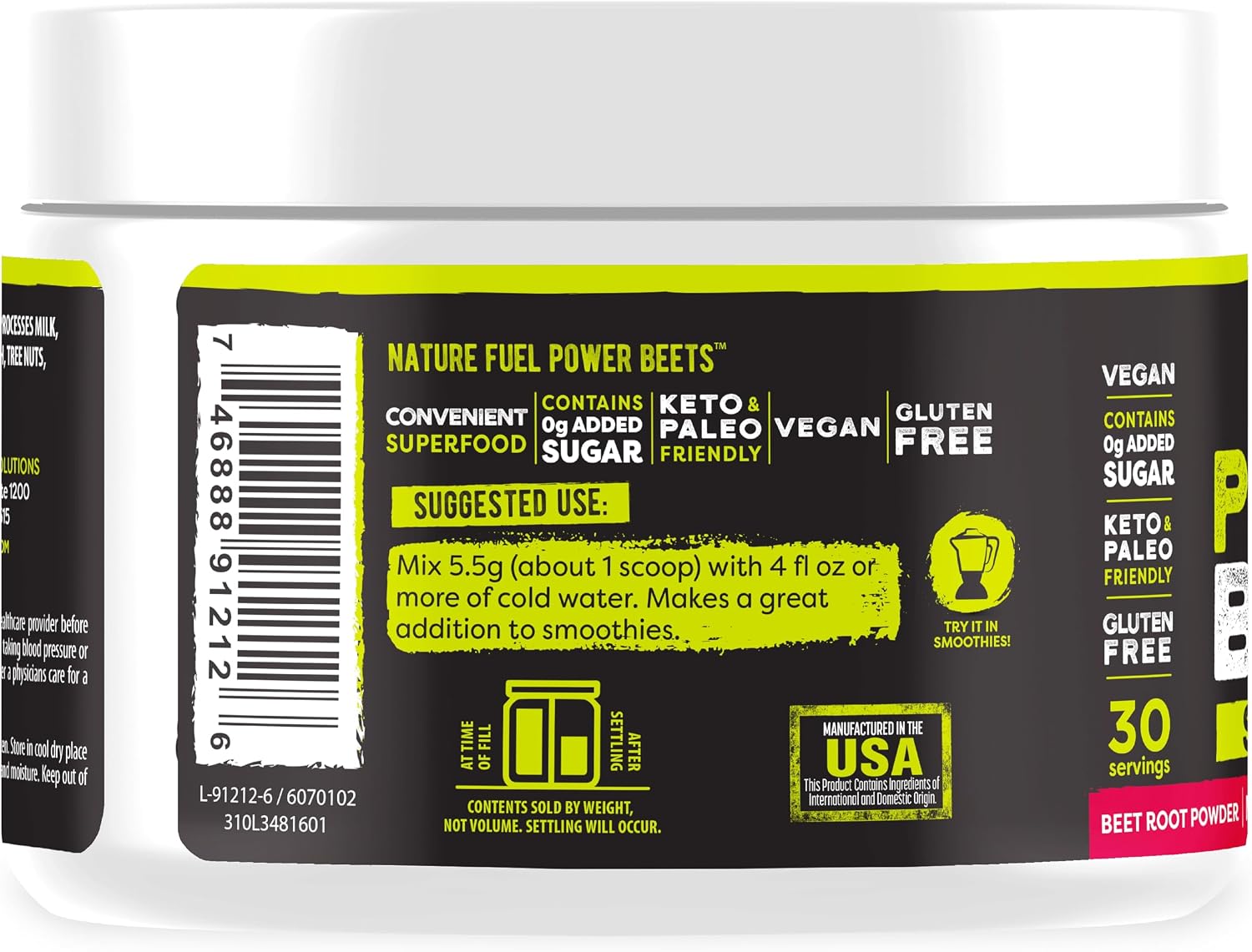 SlimFast Healthy Delights Nature Fuel Power Beets Vegan Beet Juice Powder | 0g Added Sugar, Beet Root Supplement, Beetroot, Mixed Berry, 30 Servings