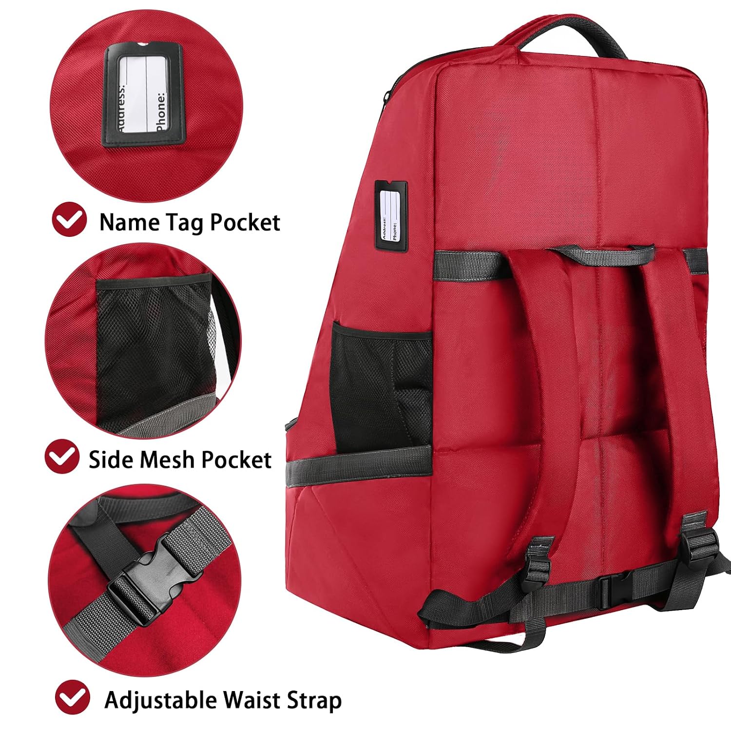 YOREPEK Padded Car Seat Travel Bag Backpack, Toddler Travel Essentials