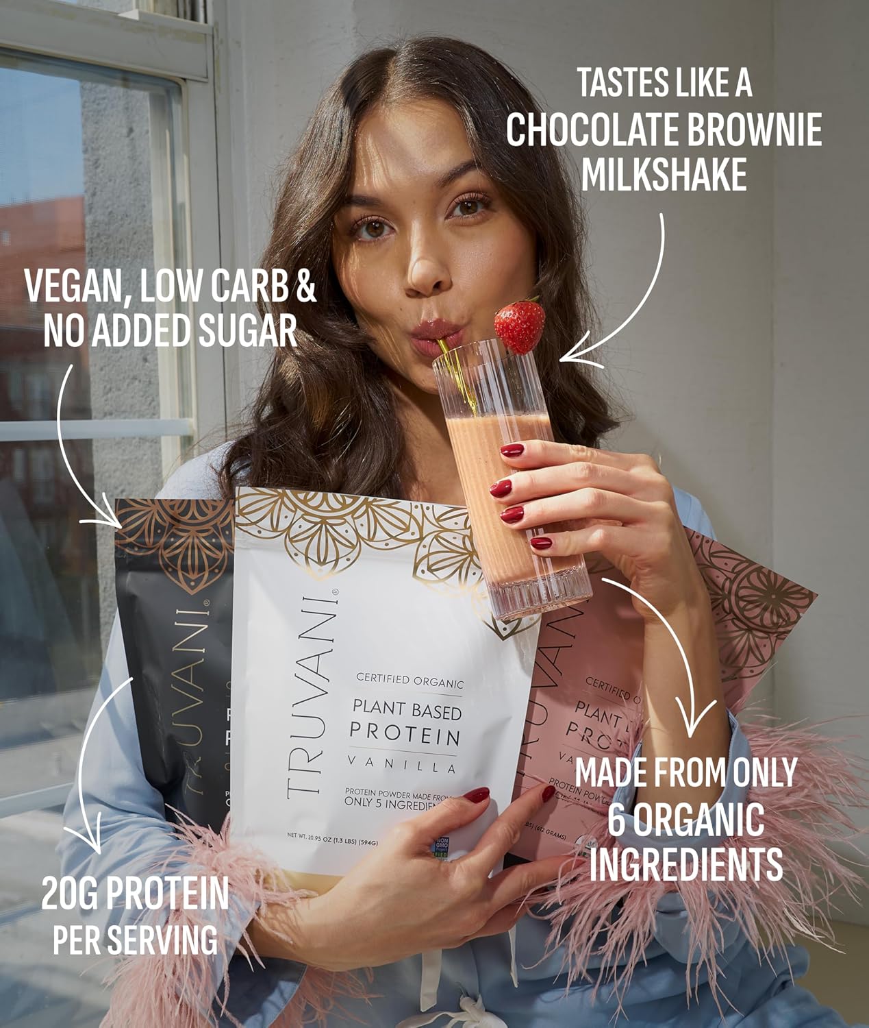 Truvani Organic Plant Based Protein Powder | Chocolate Peanut Butter