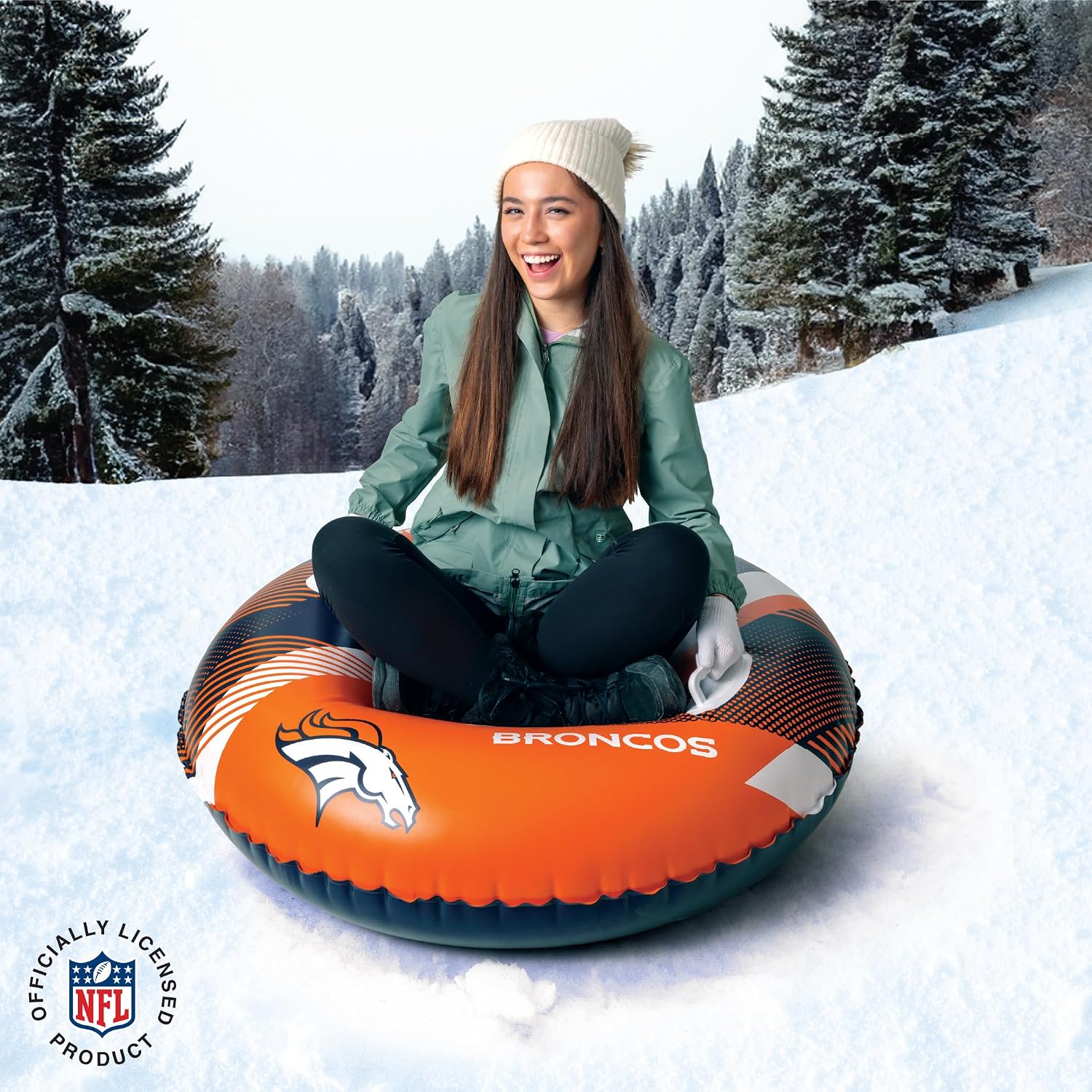 Big Mouth Inc NFL Snow Tube, Heavy Duty Inflatable Snow Sled for Winter Tubing, Ride-On Snow Tube with Handles for Kids and Adults, Outdoor Winter Fun and Football Fan Gifts